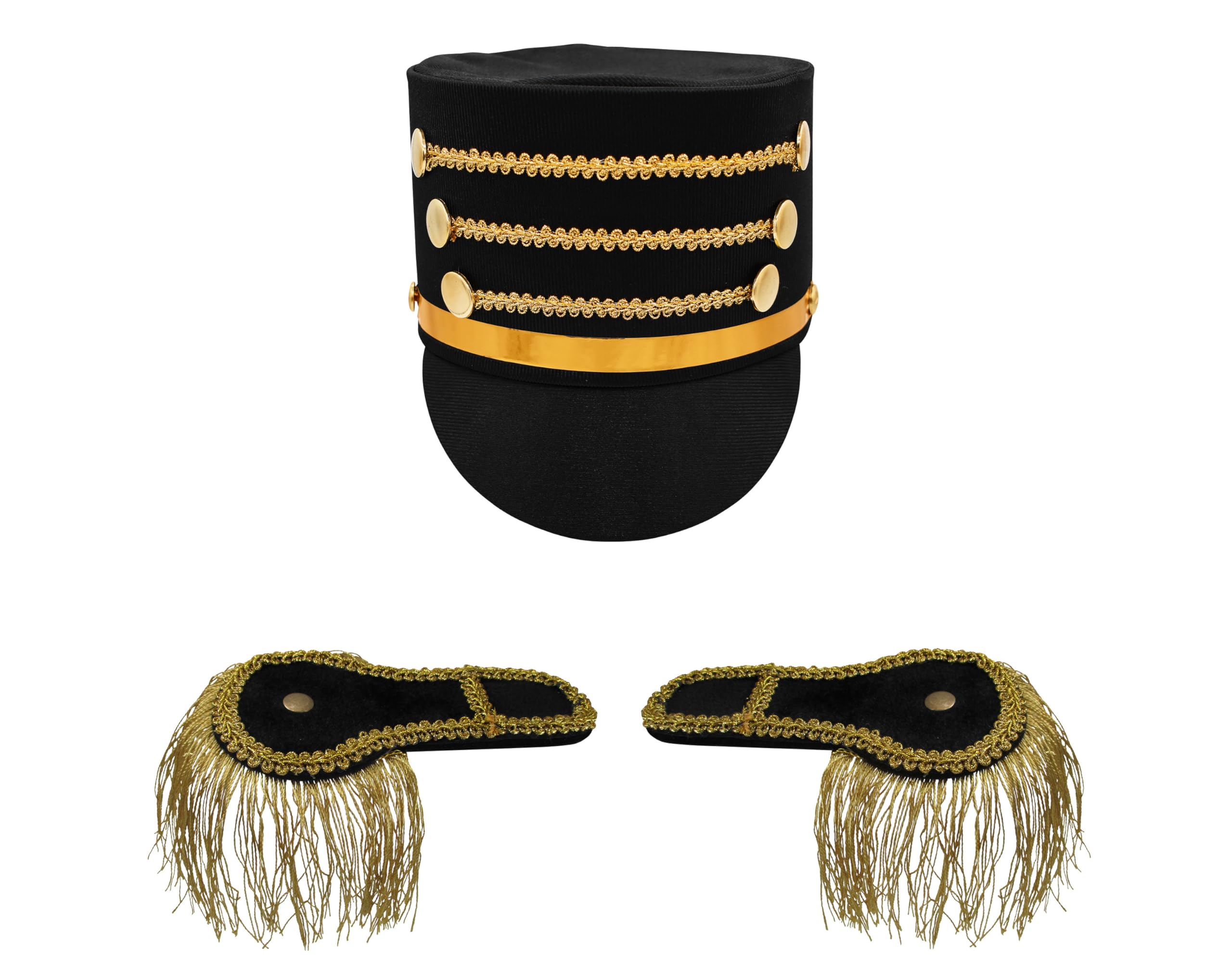 Drummer Boy Costume Hat & Epaulettes for Adult Toy Soldier Cosplay