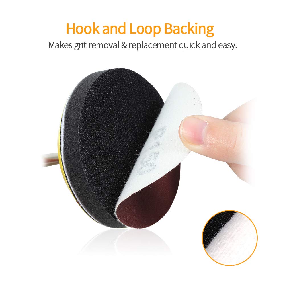SPEEDWOX 100-Pack 3 Inch Hook and Loop Sanding Discs - 150 Grit Sandpaper for Drill, Grinder & Rotary Tools - No Hole - Perfect for Woodworking, Metal Polishing & DIY Projects