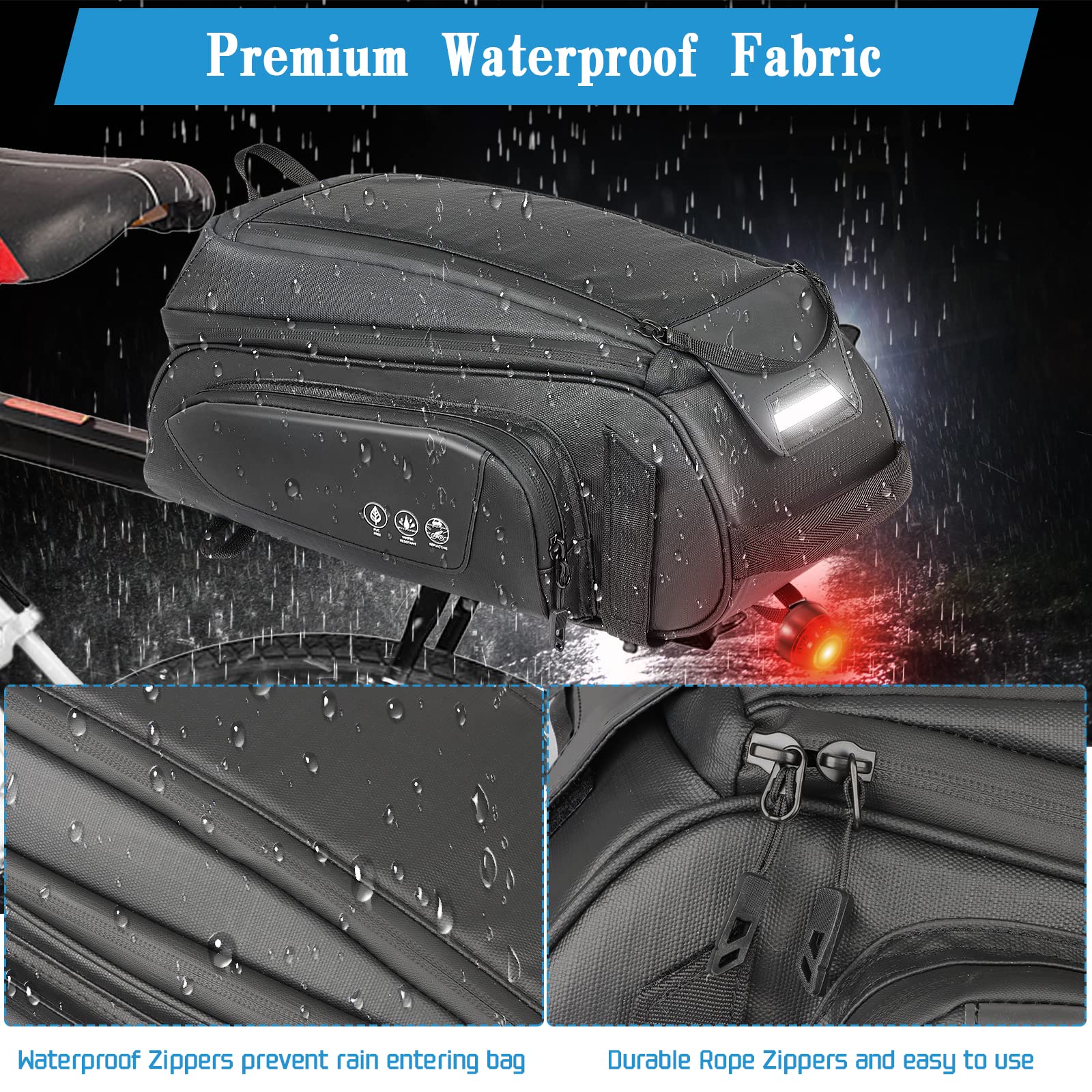 Waterproof 8L Bike Rack Bag - Reflective Bicycle Trunk Pannier with Shoulder Strap | Rear Carrier Storage for Commuting, Cycling & Outdoor Adventures
