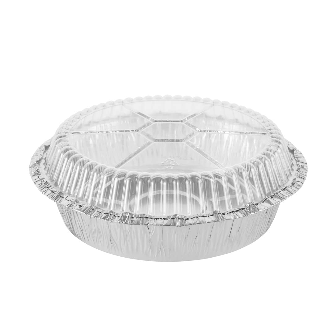 Restaurantware 100-Pack Clear Plastic Dome Lids for 7-Inch Aluminum Takeout Containers - Foil Lux Round To-Go Pan Lids (Pans Sold Separately) | Perfect for Food Delivery, Catering & Restaurant Takeout Services