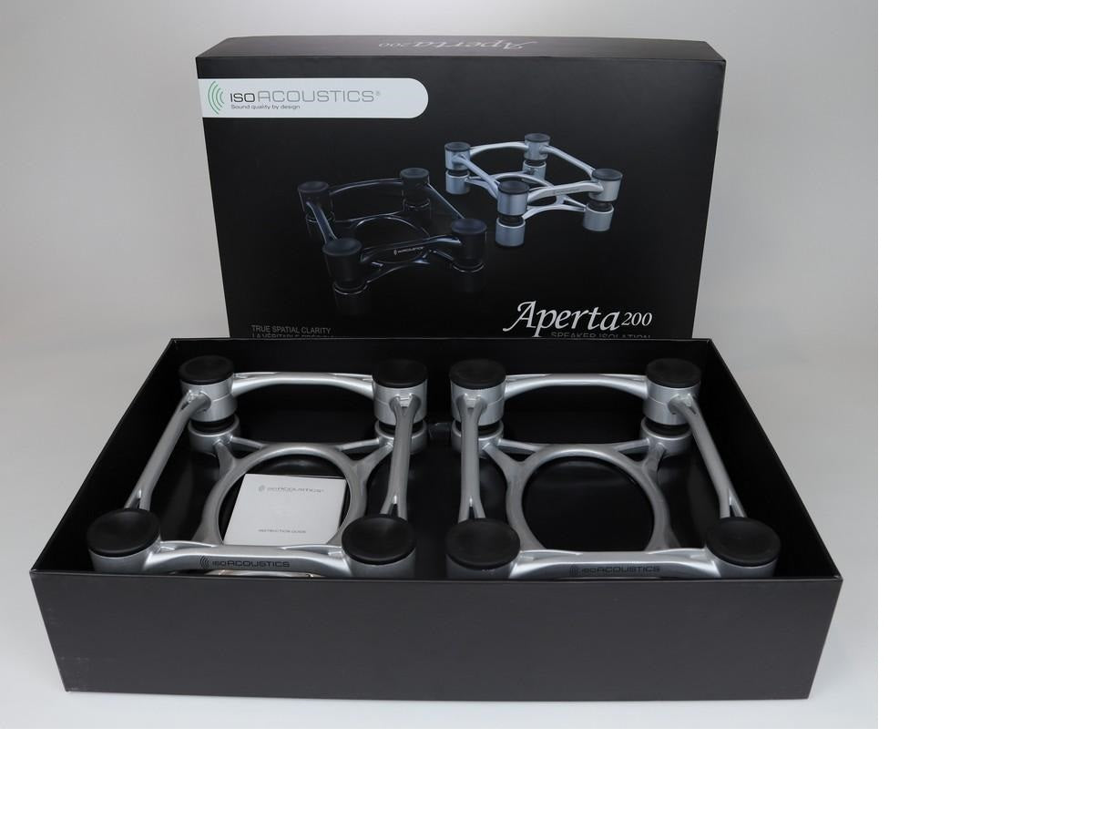 Isoacoustics Aperta200 Aluminum Acoustic Isolation Speaker Stands - Pair - Perfect for Studio Monitors & Bookshelf Speakers - Reduce Vibrations & Improve Sound Quality