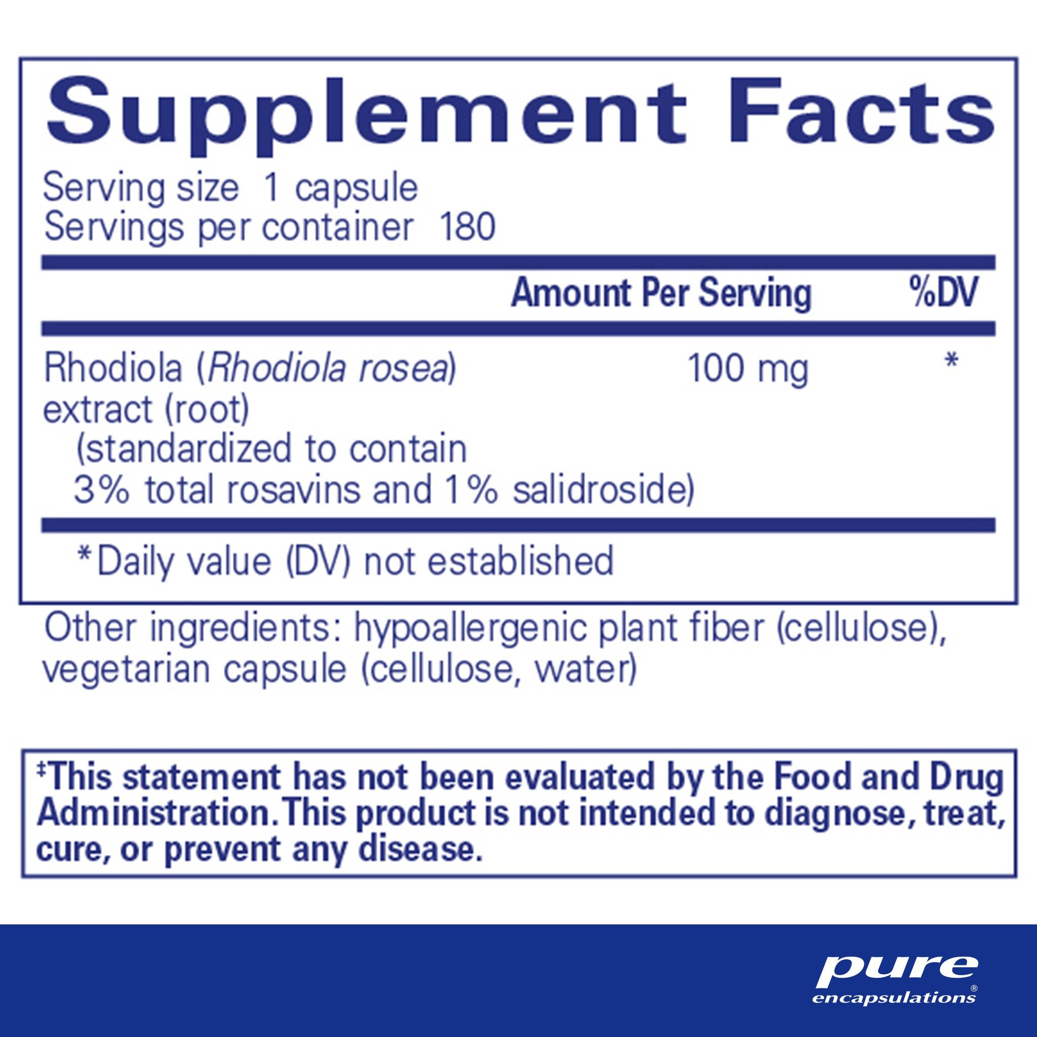 Pure Encapsulations Rhodiola Rosea Supplement - Stress Relief & Energy Support for Work, Study & Fitness | Adaptogenic Herbal Extract