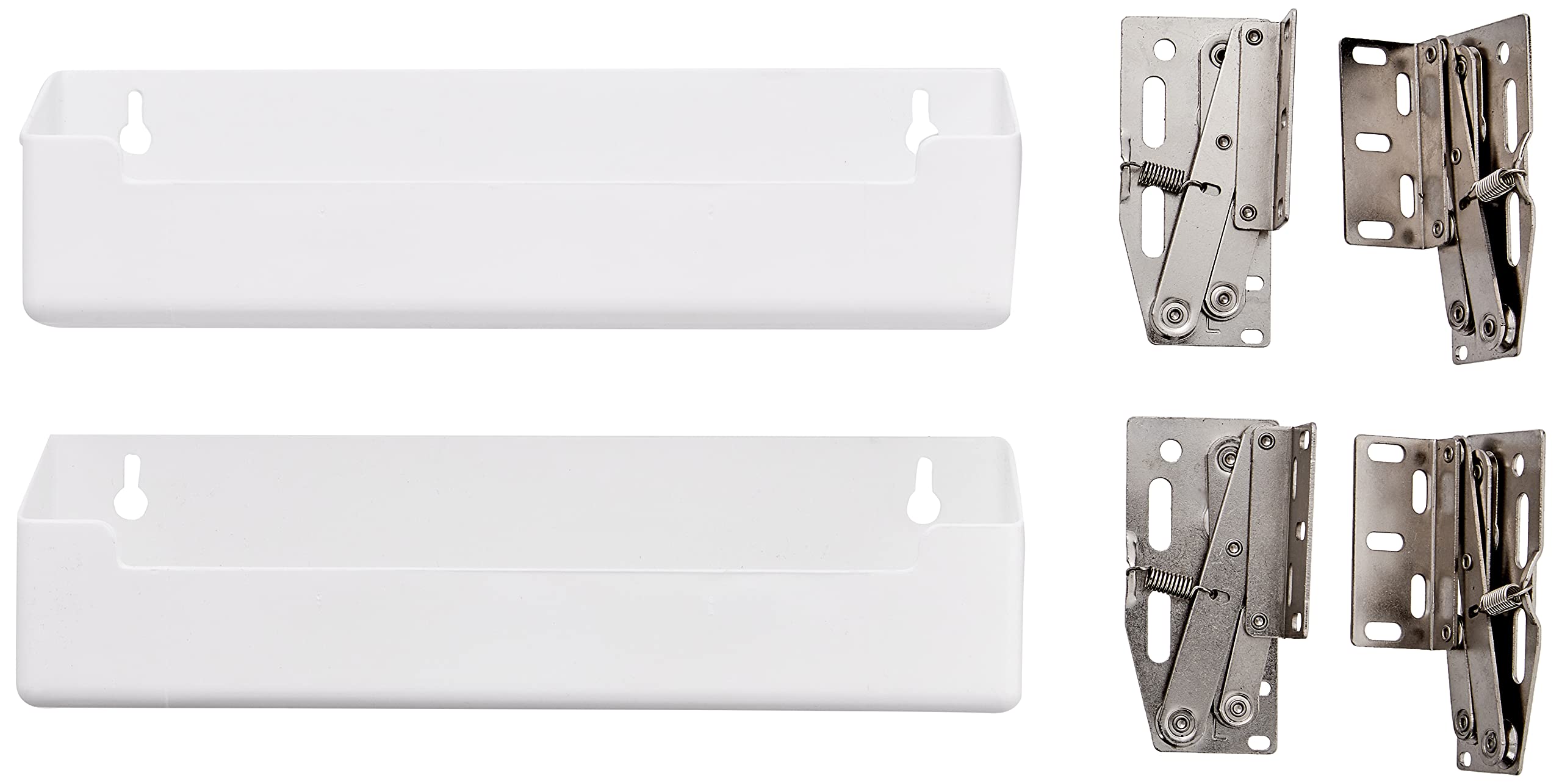 Knape & Vogt PSF11SH-2-W White Polymer Sink Front Cabinet Organizer with Hinges - 3x11x2 Inch Under Sink Storage Tray for Kitchen & Bathroom Organization