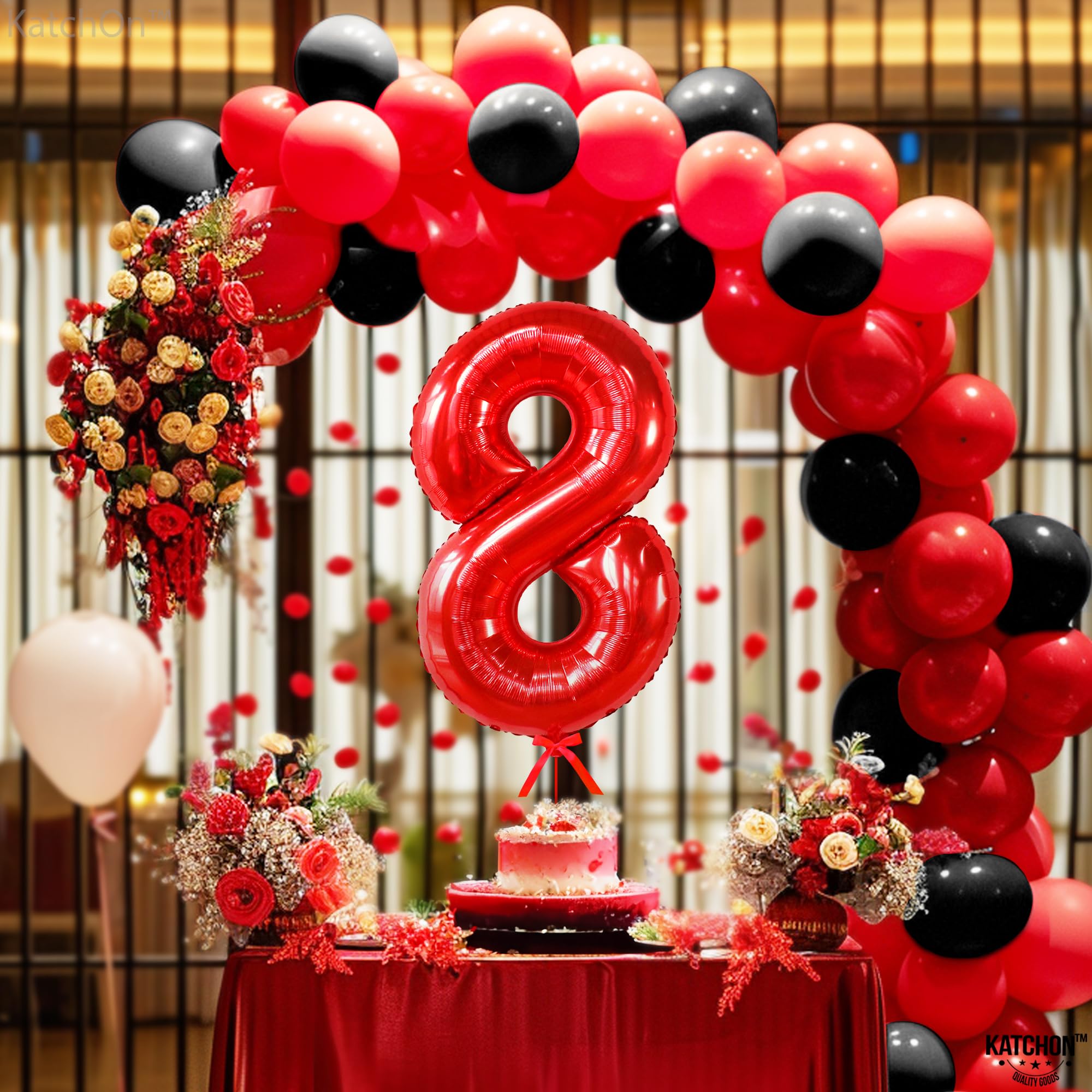KatchOn 40 Inch Giant Red Number 8 Birthday Balloon - 8th Birthday Party Decorations for Boys & Girls | Perfect for Birthday Parties, Photo Backdrops & Milestone Celebrations