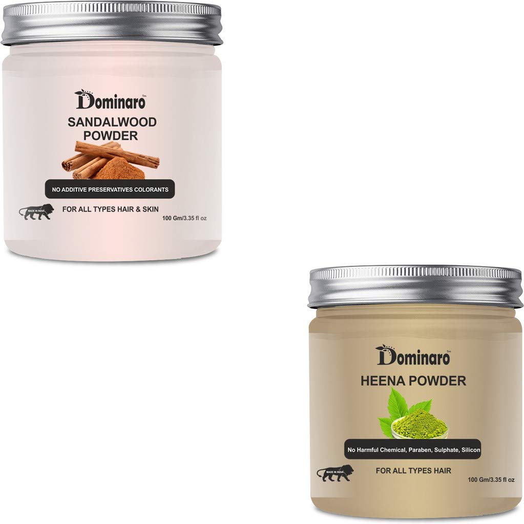 Organic Sandalwood & Henna Powder for Skin & Hair Care - 200g Combo Pack for Natural Beauty