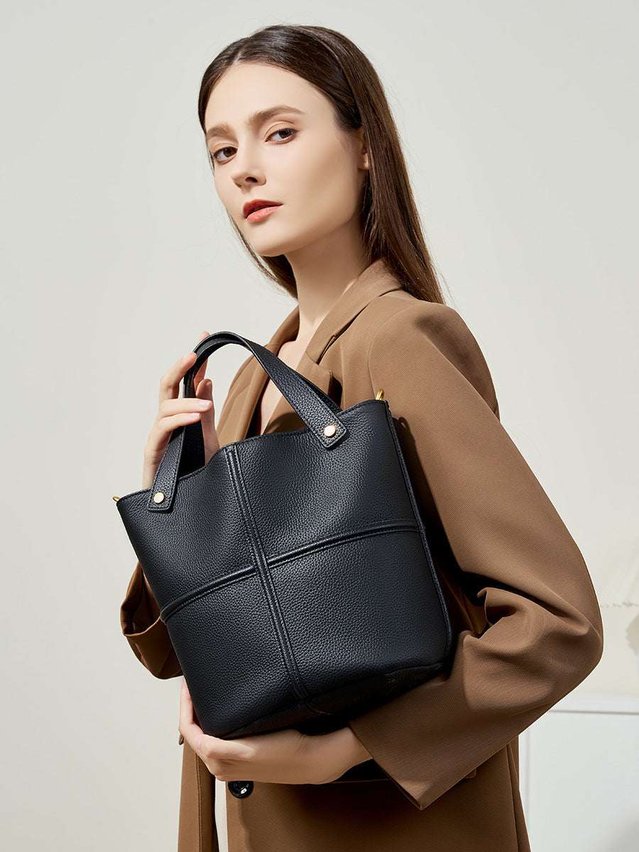 Stylish Leather Bucket Bag for Women - Fashionable Crossbody Shoulder Handbag - Perfect for Work, Travel & Everyday Use