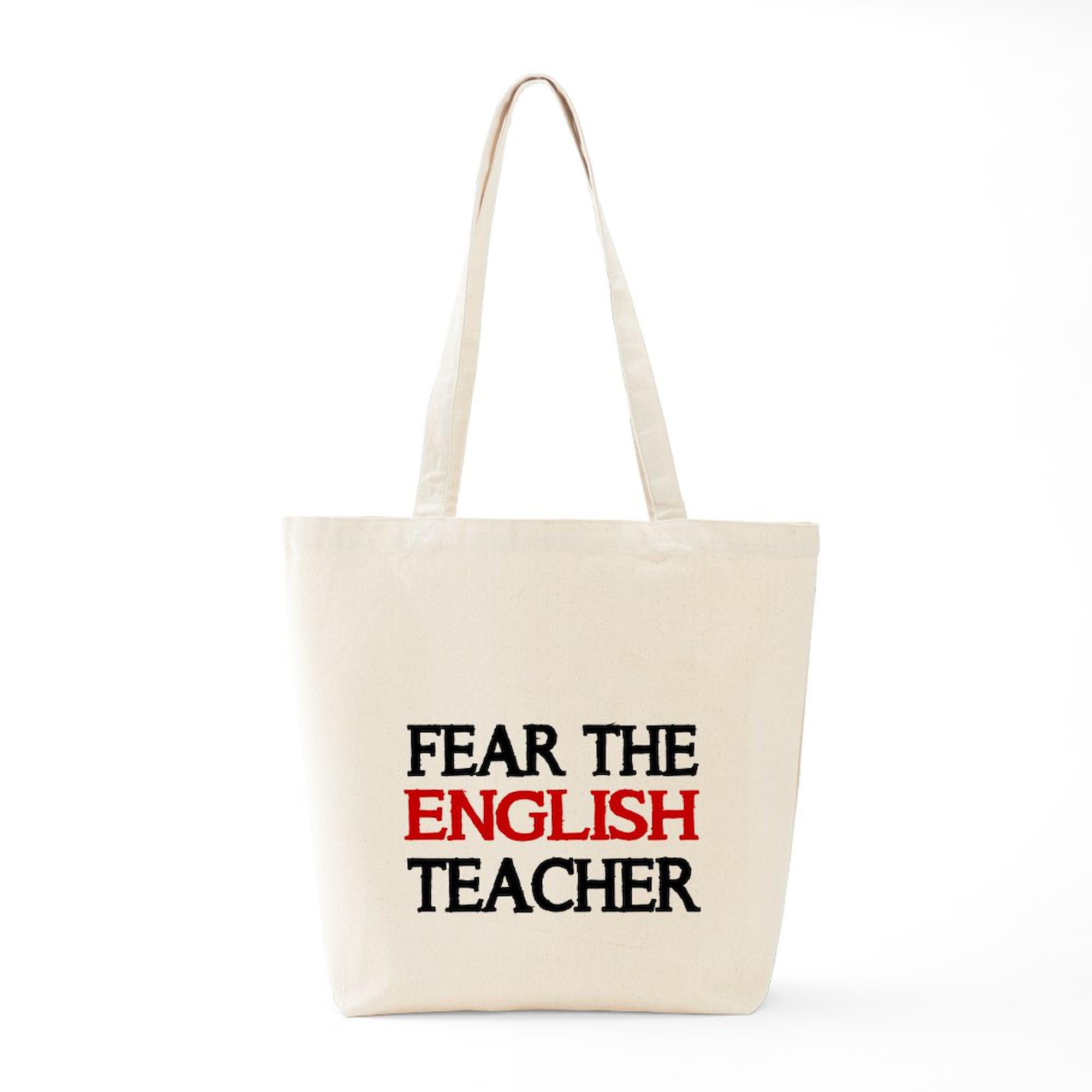 Fear The English Teacher 2 Tote Bag - Natural Canvas Reusable Shopping Bag for School, Work & Groceries - Eco-Friendly Teacher Gift & Everyday Carry
