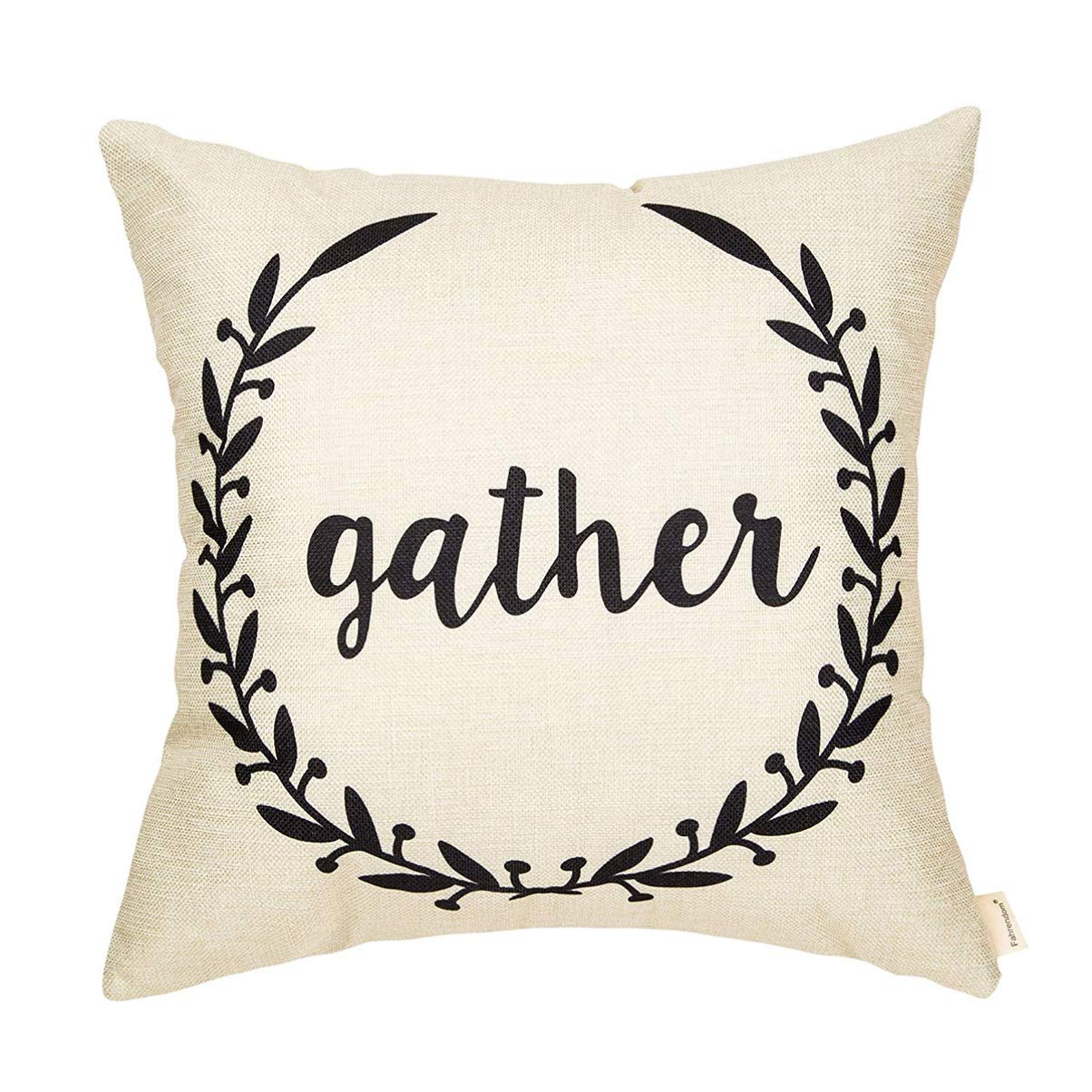 Amosfun Farmhouse Decorative Throw Pillow Covers - Olive Green Rustic Wreath Design for Sofa, Bed, Couch - Fall Home Decor & Seasonal Living Room Accent