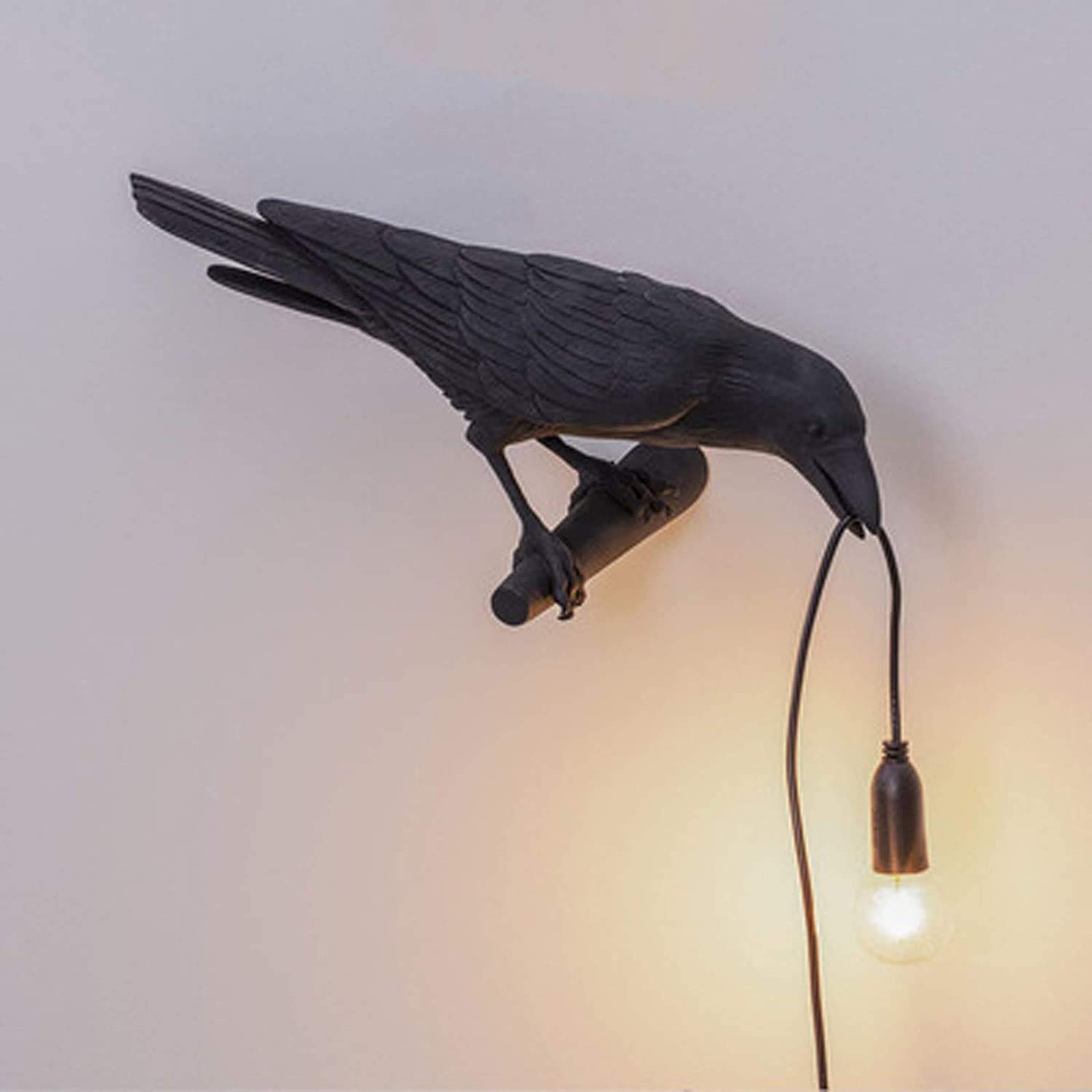 Modern Resin Raven Bird Table Lamp - Black Art Deco Desk Light for Living Room, Bedroom & Office Decor - Stylish Wall or Bedside Lamp for Home & Workspace