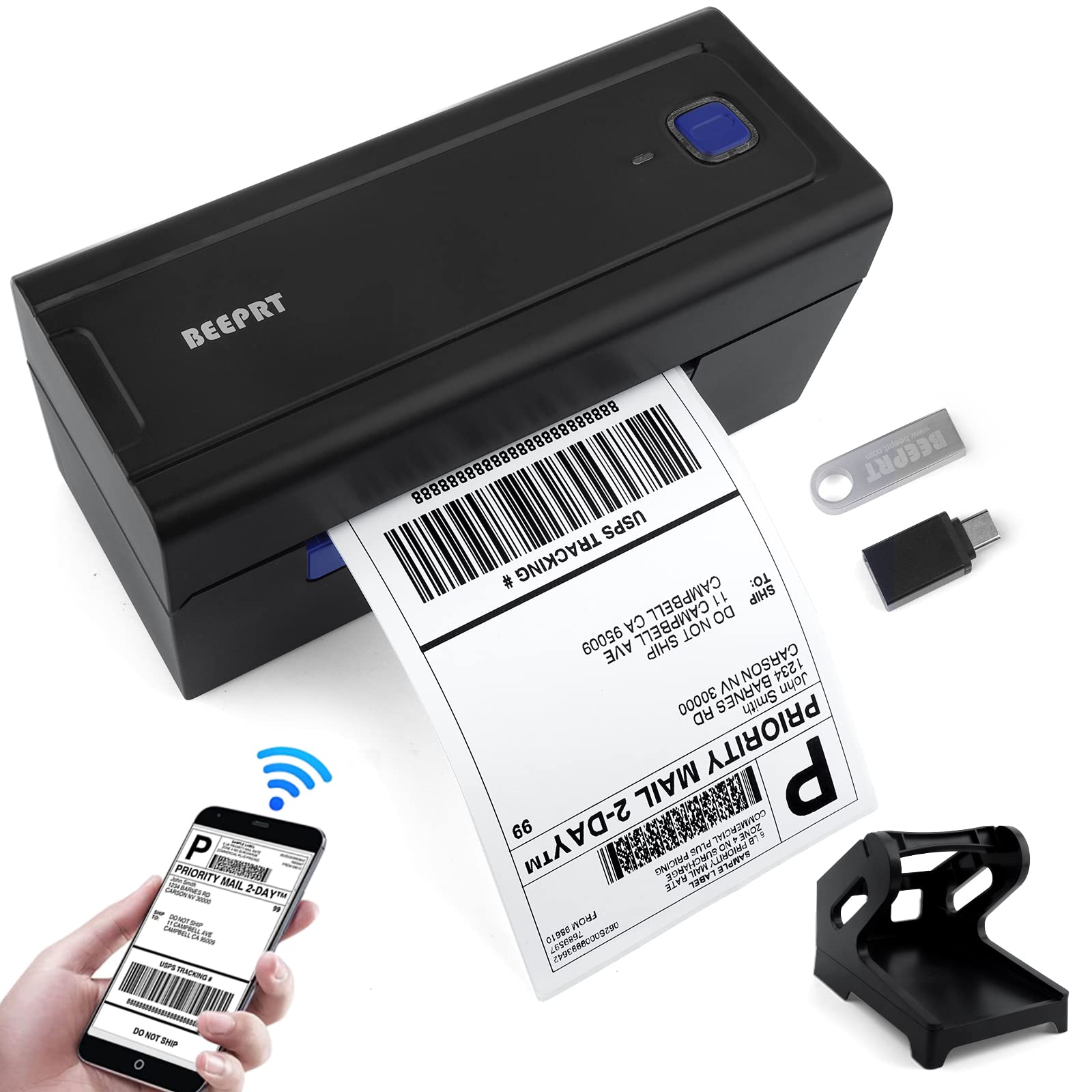 Bluetooth Thermal Label Printer 4x6 - Shipping Label Printer for Amazon, eBay, Shopify, USPS, UPS - Auto Label Recognition - Multi-System Compatible (Windows/Mac/iOS/Android) - Perfect for E-commerce, Warehouse & Small Business Shipping