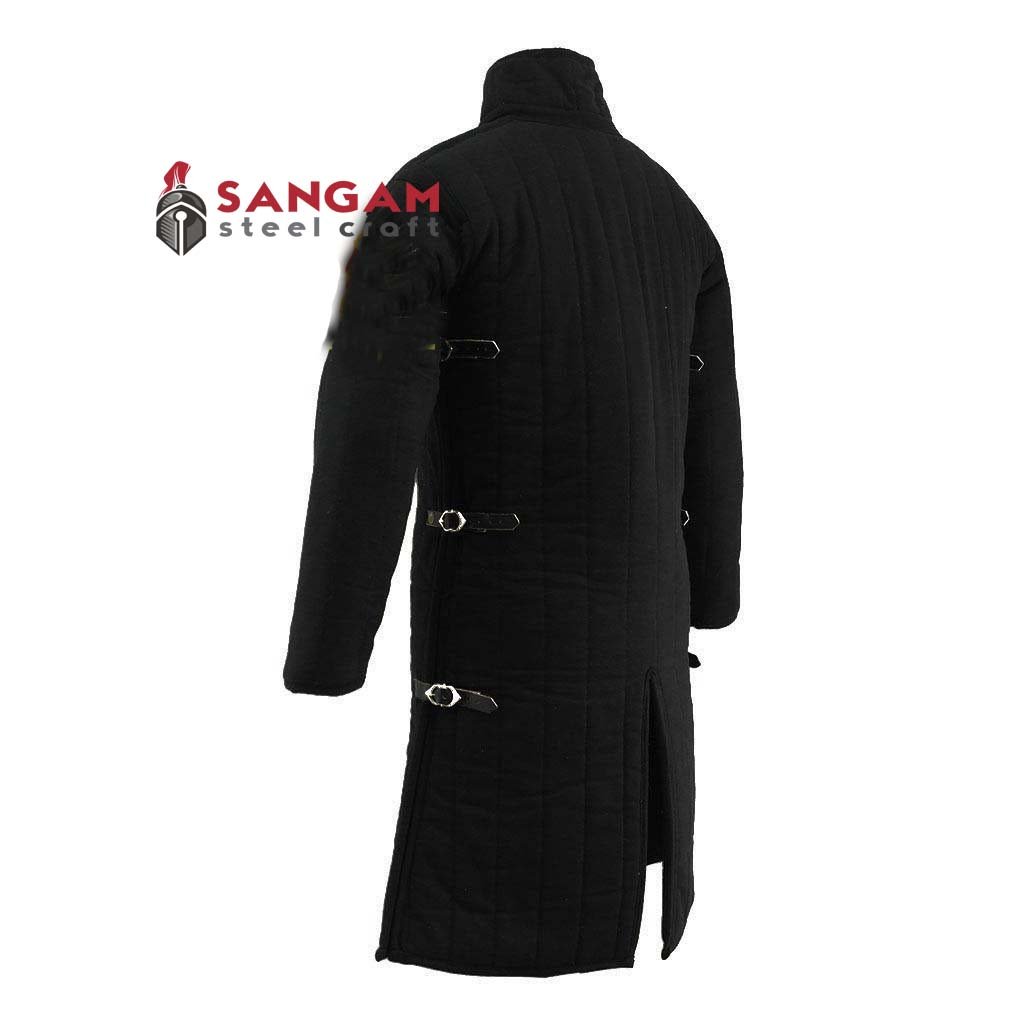 Medieval Gambeson Thick Padded Long Coat - Aketon Jacket Armor Costume in Cotton Fabric for LARP, Cosplay & Renaissance Fairs | Historical Reenactment & Theater Performance