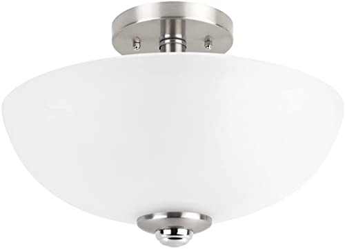Bushed Nickel, Glass Shade