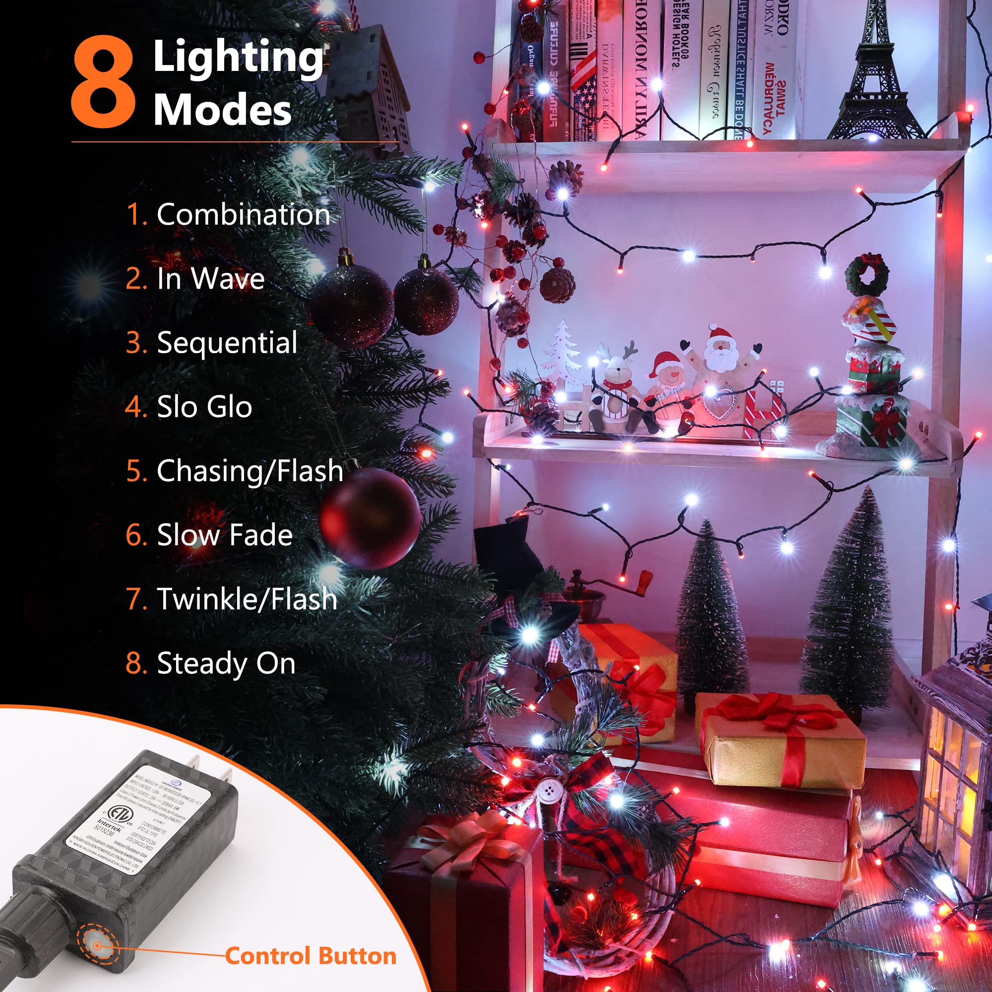 240 LED Connectable Red & White Valentine's Day Lights - 78.74ft String Lights with 8 Modes & Timer for Indoor/Outdoor Decor, Garden Parties, Christmas Trees, Weddings & Romantic Events
