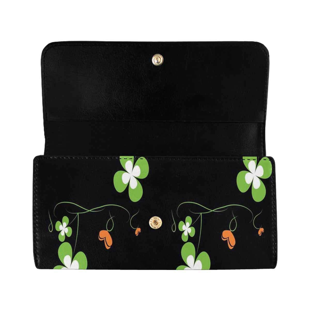 INTERESTPRINT Women's Trifold Clutch Wallet - Stylish Card Holder with Clover & Butterfly Design for St. Patrick's Day | Perfect for Parties, Travel & Everyday Use