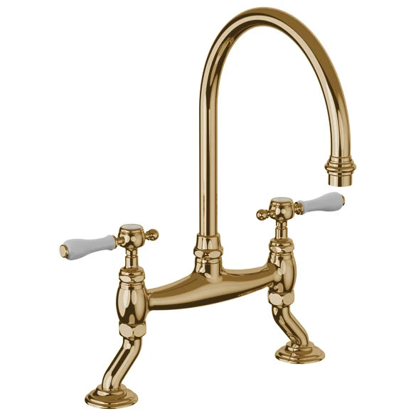 Horus Victoria Swan Neck Brass Kitchen Faucet - High-Quality Brass Mixer Tap for Modern & Classic Kitchens | Perfect for Home, Restaurant & Commercial Use