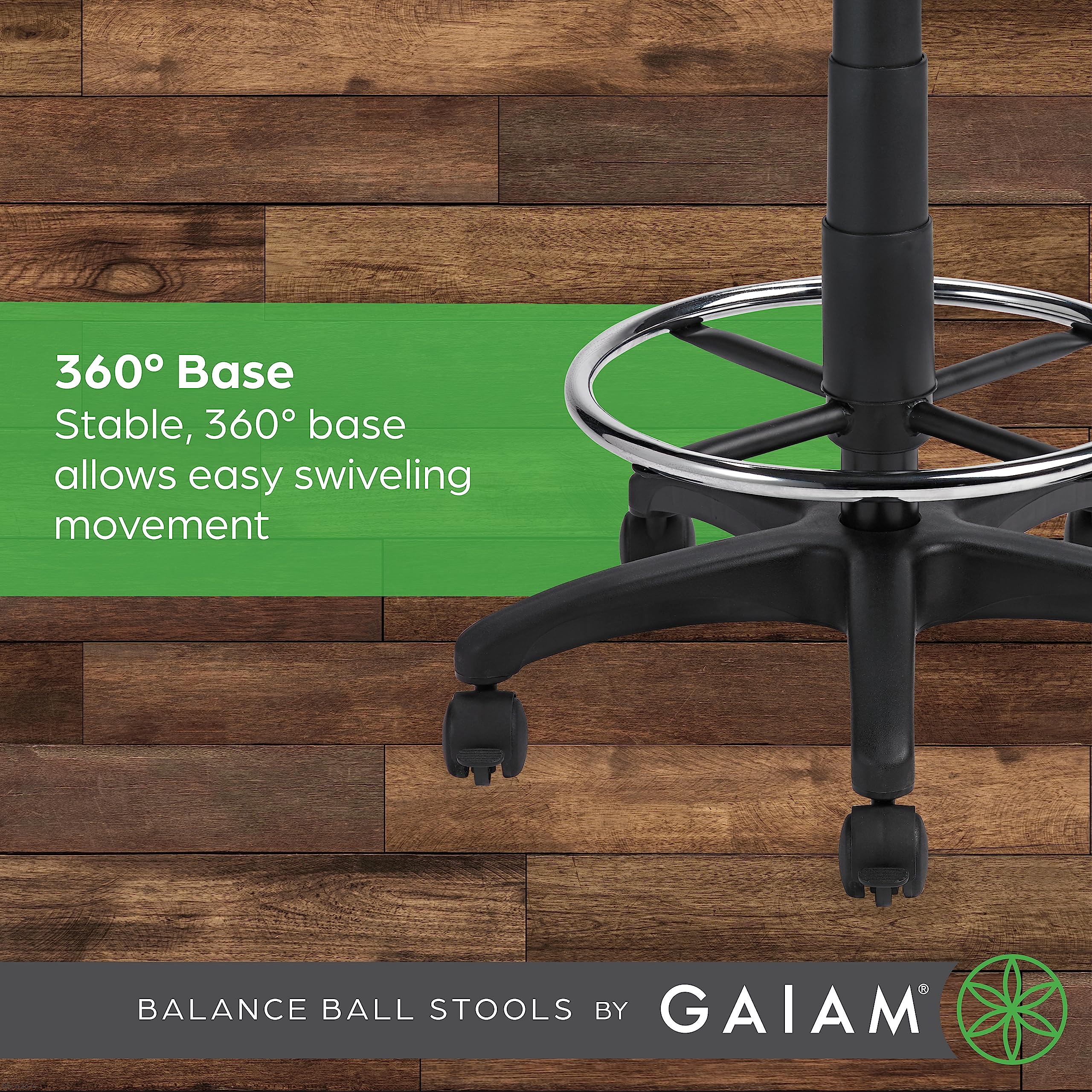Gaiam Balance Ball Chair Stool - Adjustable Stability Ball for Office & Home Workstation - Ergonomic Half-Dome Yoga Ball Seat for Posture Support & Core Strength Training - Perfect for Standing Desk Users & Active Sitting