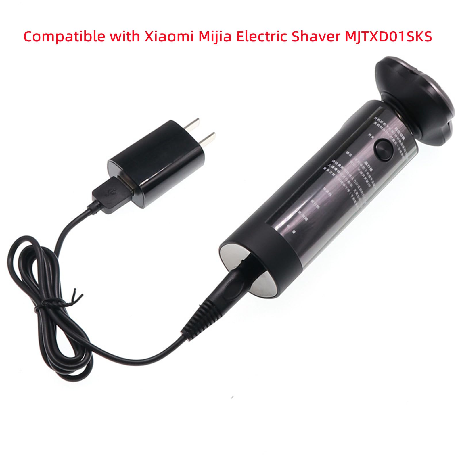 USB Charging Cable Power Cord for BODYA Electric Shaver - Compatible with Mijia Razors - Fast Charging Adapter (Black) - Perfect for Travel, Home & Office Use