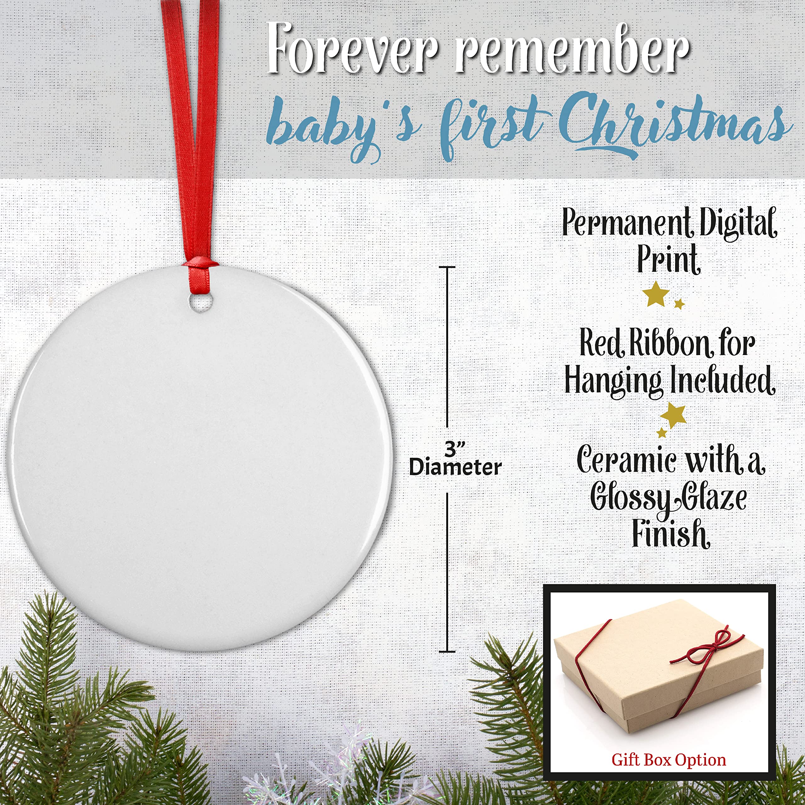 Baby's First Christmas Ornament 2023 - Personalized Keepsake for Newborn Boys & Girls - 3 Inch Holiday Decoration with Gift Box - Perfect New Baby Gift for 1st Christmas Celebrations - Nursery Decor & Family Memory Keepsake