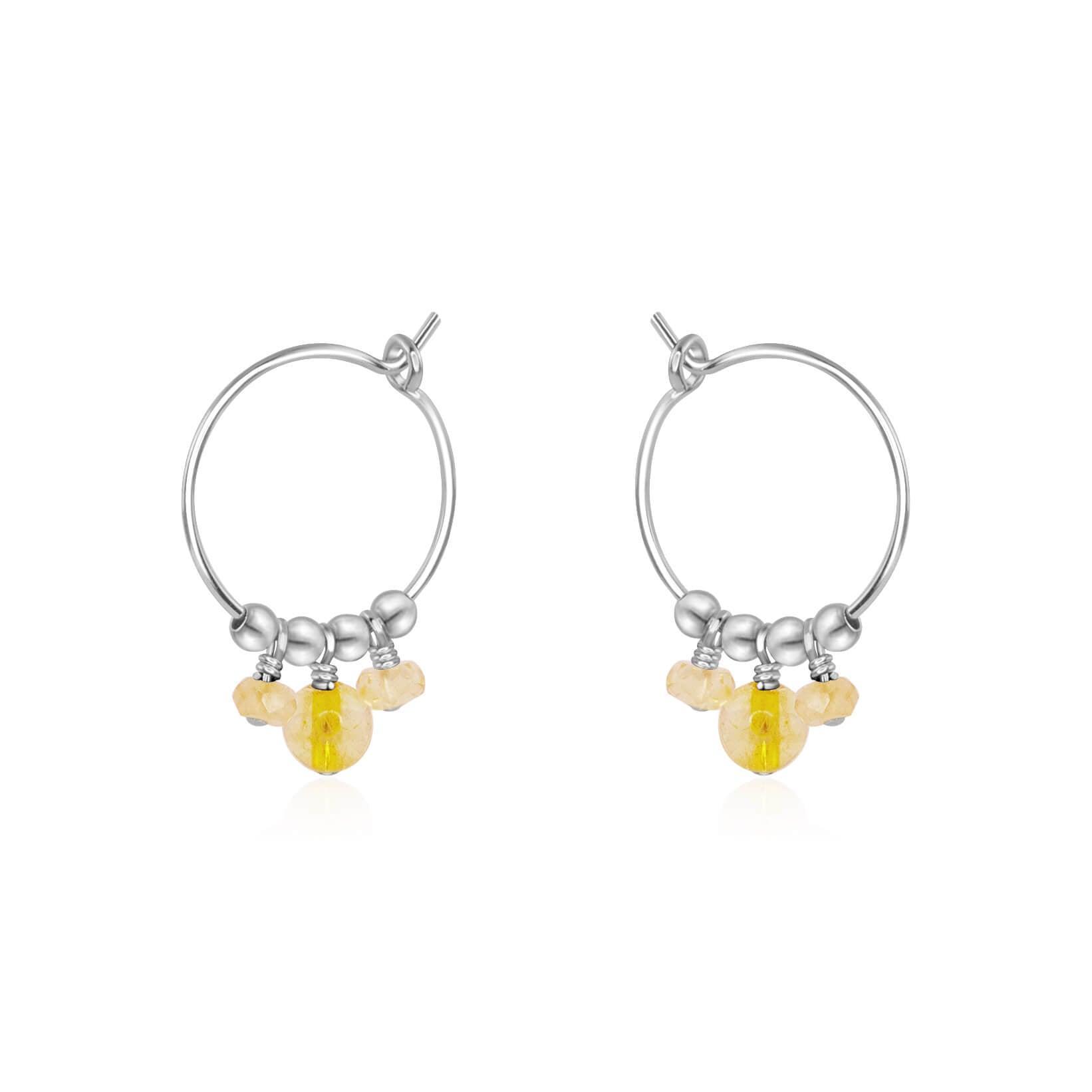 Yellow Citrine Gemstone Drop Hoop Earrings for Women - 14K Gold Plated Dangle Jewelry | Perfect for Parties, Weddings & Everyday Wear