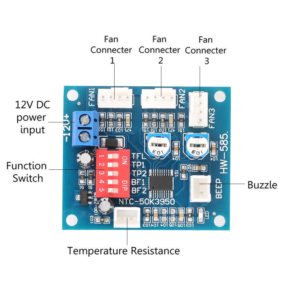 12V PWM Fan Speed Controller Module with Temperature Sensor - Adjustable 4-Wire PC Fan Governor for Cooling Systems, PC Cases, and DIY Electronics Projects