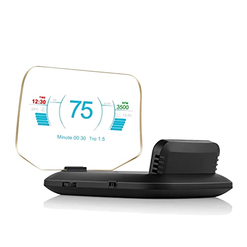 OBD2 HUD Car Heads Up Display - GPS Speedometer with Overspeed Warning, Dual Mode OBD+GPS for Safe & Comfortable Driving - Perfect for Night Driving & Long Road Trips