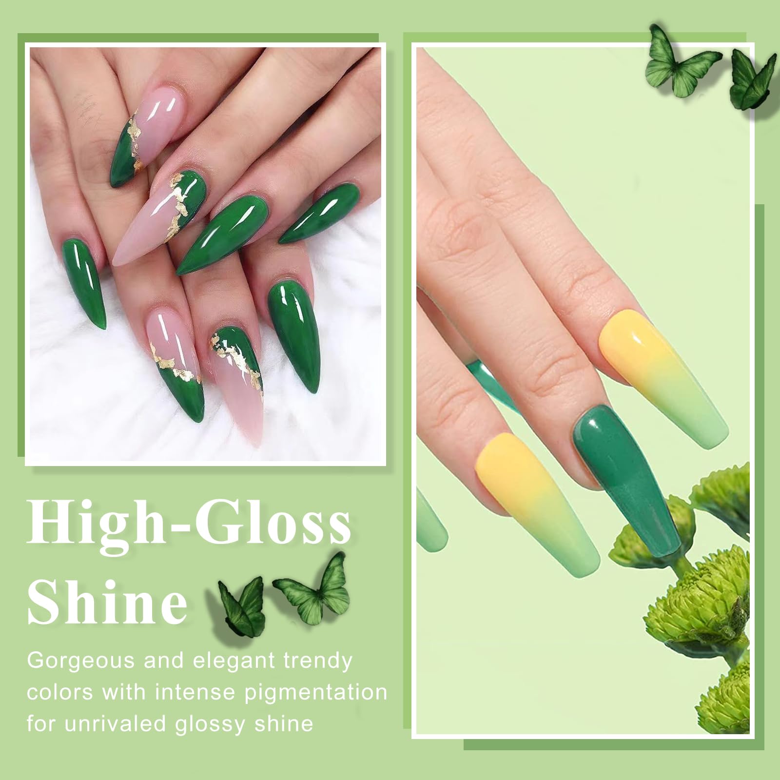 28g/Box Green Dipping Powder for Nails - No Lamp Needed, Quick Dry, Natural Nail Color (No.13) | Perfect for Salon, Home Manicures & DIY Nail Art