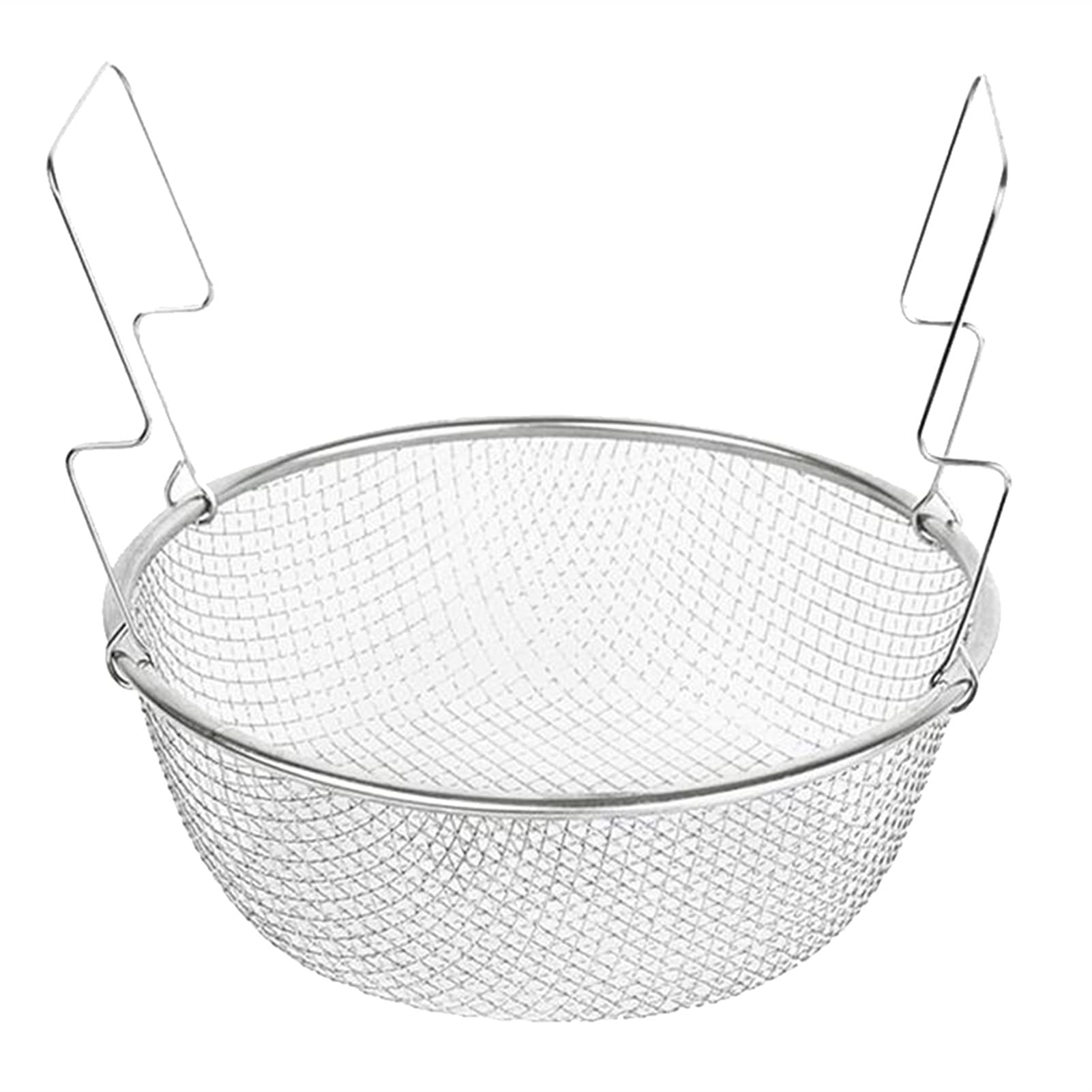 Stainless Steel Kitchen Colander Strainer Basket - 18cm Round Mesh Sifter for Draining Pasta, French Fries & Vegetables - Durable Cookware for Sink & Food Prep