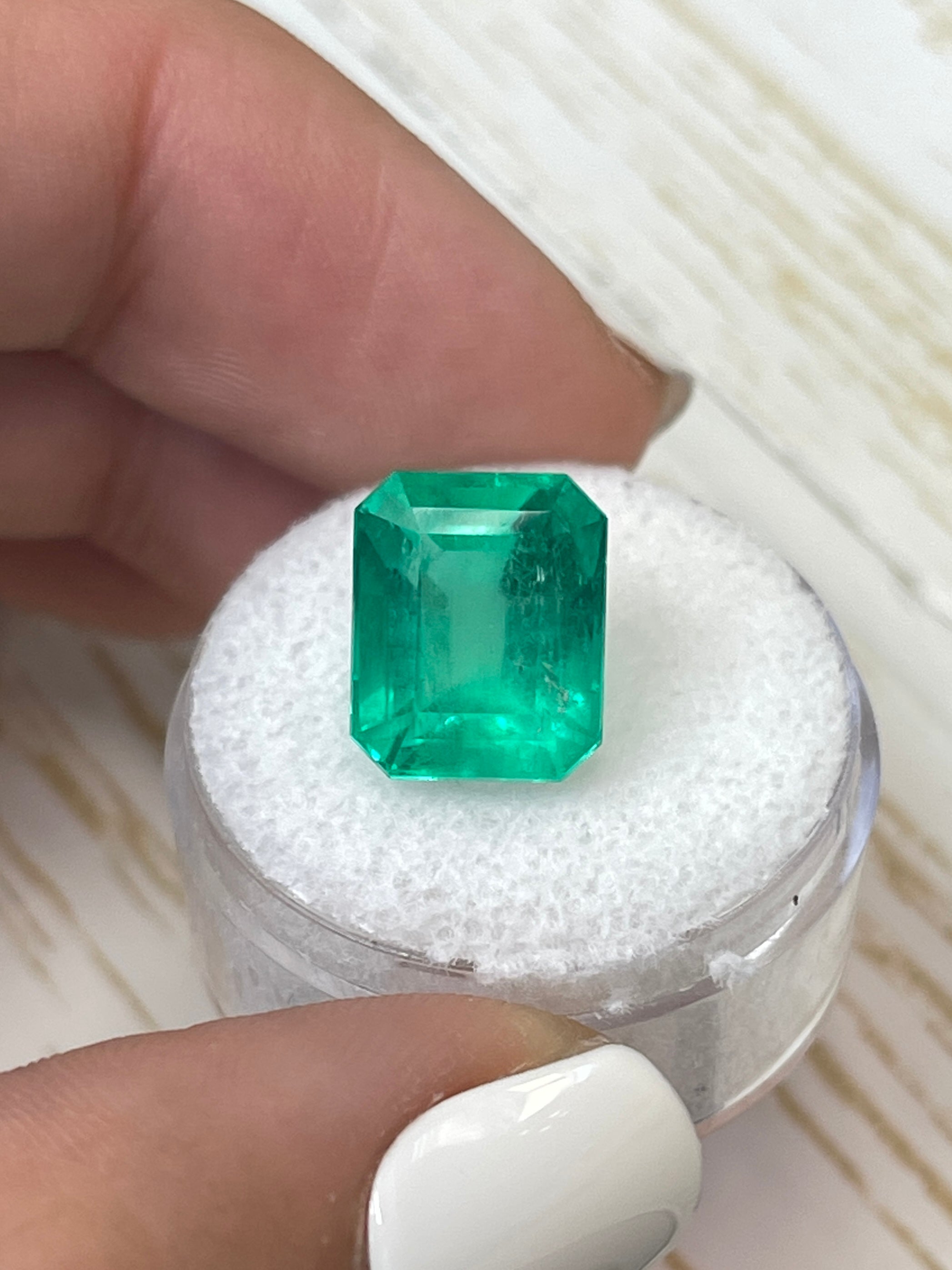 7.81 Carat 12x10mm Loose Colombian Emerald Gemstone - Emerald Cut for Jewelry Making, Engagement Rings & Luxury Gifts