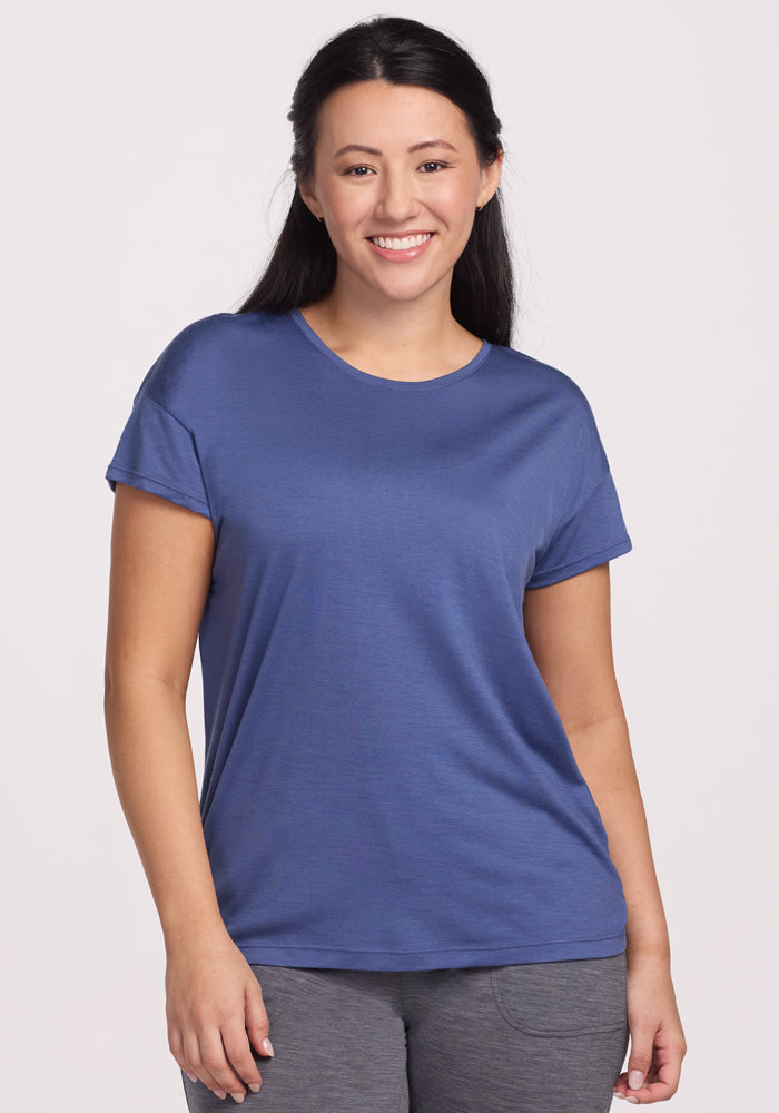 Billie Lounge Tee - Soft & Comfortable Women's T-Shirt | Cloudy Bay Color | Perfect for Relaxing at Home, Yoga, and Casual Outfits