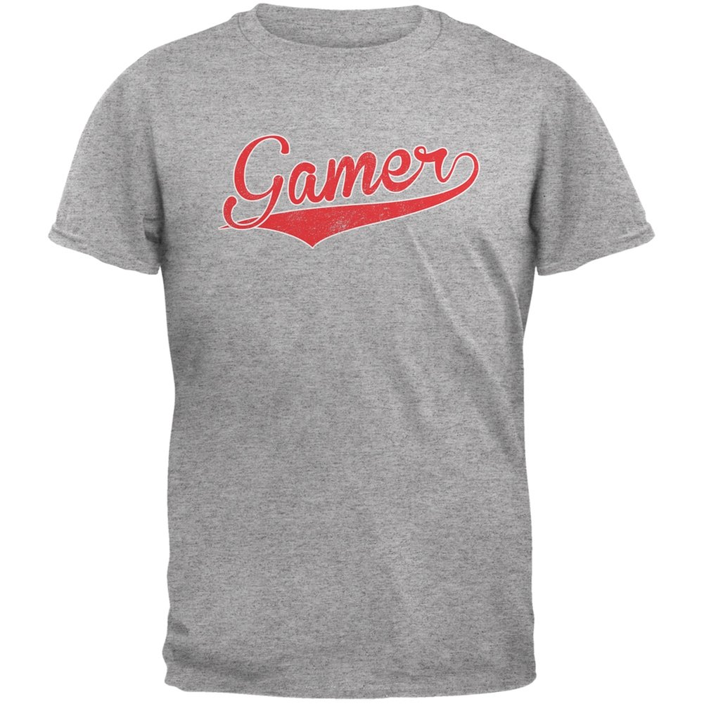 Old Glory Gamer Heather Grey Adult T-Shirt - Patriotic Gaming Tee for Men & Women - Perfect for 4th of July, Gaming Events & Casual Wear