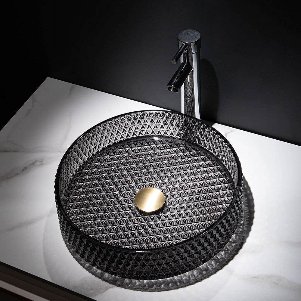 Lovedima Black Glass Vessel Sink - Modern Above Counter Bathroom Vanity Wash Basin for Contemporary Home Decor | Perfect for Master Bath, Powder Room, and Guest Bathroom Renovations
