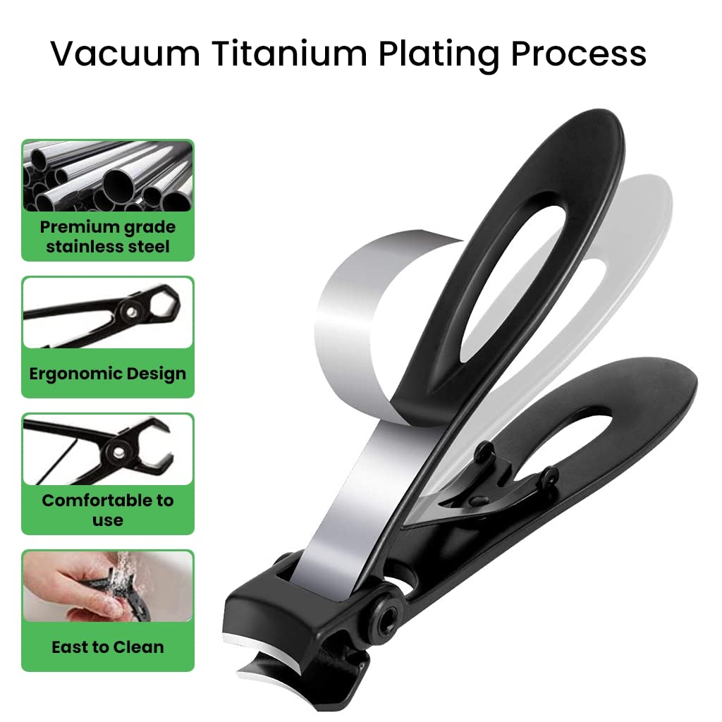 Premium Stainless Steel Nail Clippers for Men & Women - Heavy Duty Toe Nail Cutter for Thick Nails, Wide-Opening Sharp Jaws, Professional Grooming Tool - Perfect for Home, Travel & Salon Use