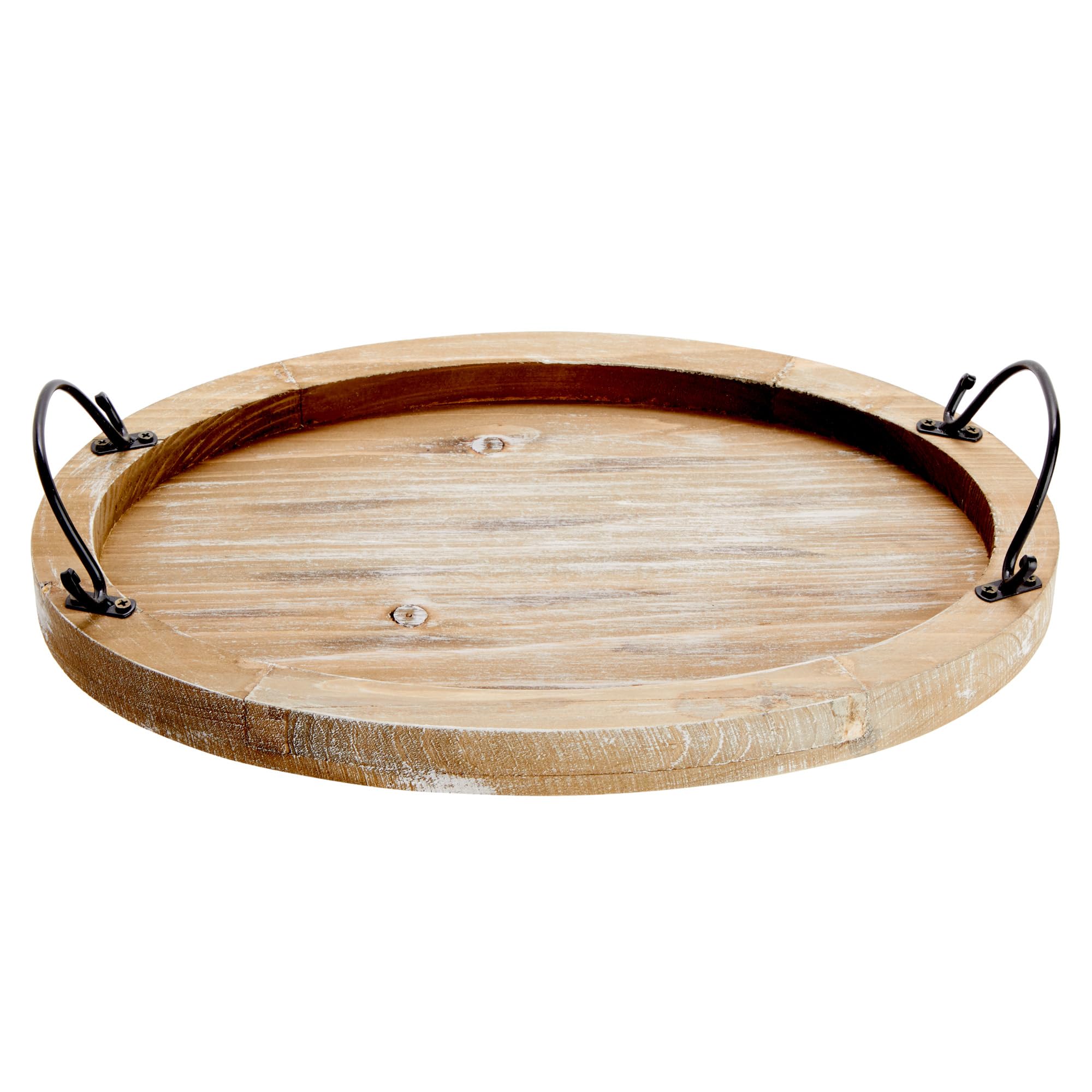 Handcrafted Wooden Serving Tray with Handles - 16x11 Inch Oval Wood Platter for Coffee Table Decor, Farmhouse Style Home Accessories - Perfect for Breakfast in Bed, Tea Service & Living Room Organization