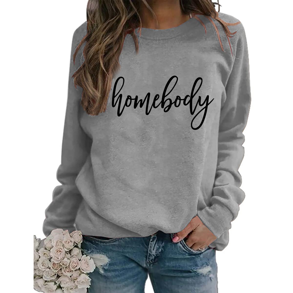 Women's Cute Funny Graphic Sweatshirt - Long Sleeve Crewneck Pullover Top for Fall & Winter | Cozy Indoor Loungewear, Casual Outfit & Gift Idea