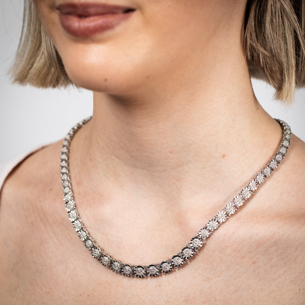 1.1 Carat Diamond Sterling Silver Chain Necklace for Women - Elegant Jewelry Gift for Anniversary, Wedding & Special Occasions
