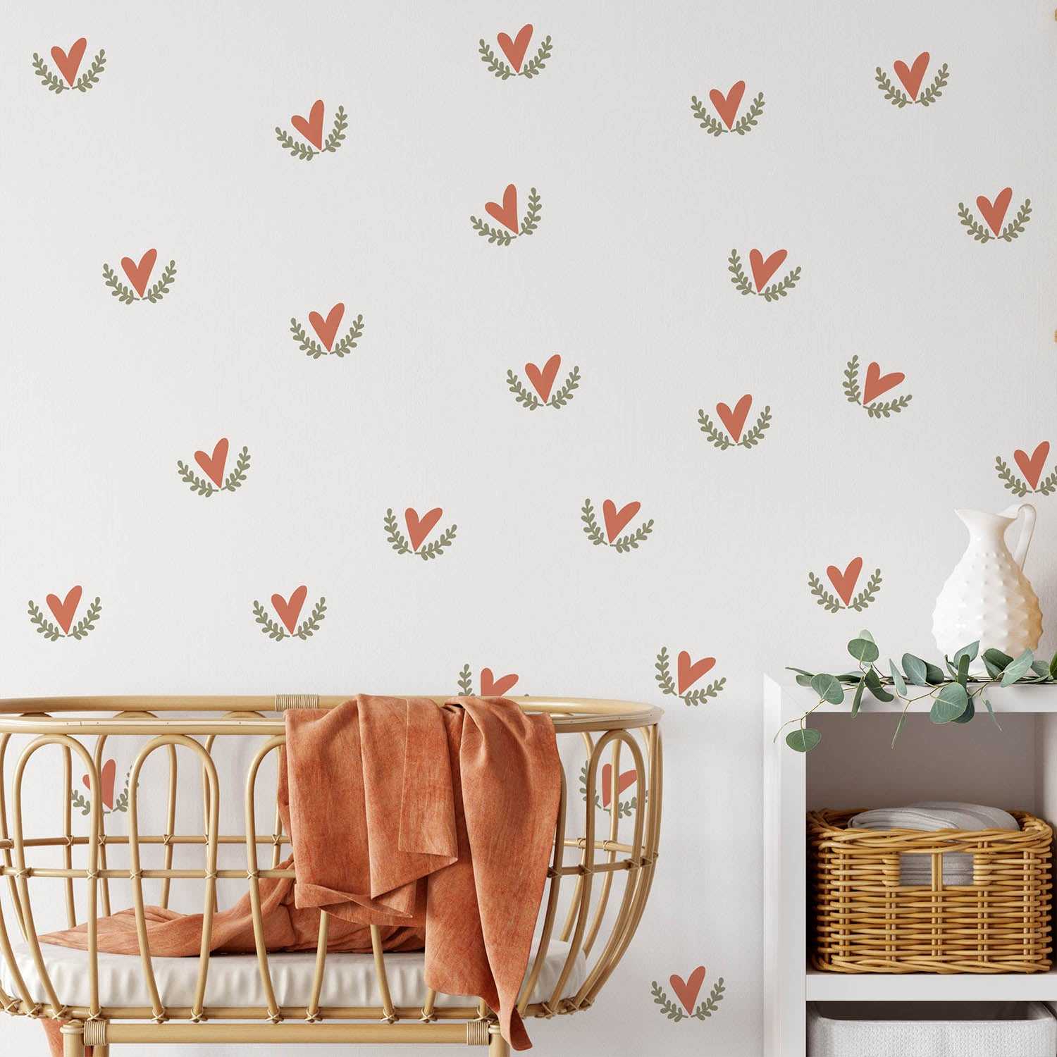 Boho Hearts Wall Sticker Decals - Self-Adhesive Vinyl Wall Art for Bedroom, Nursery, Living Room Decor - Romantic & Bohemian Home Decoration (Set of 6) - Perfect for DIY Home Decor, Wedding, Party & Nursery Wall Design