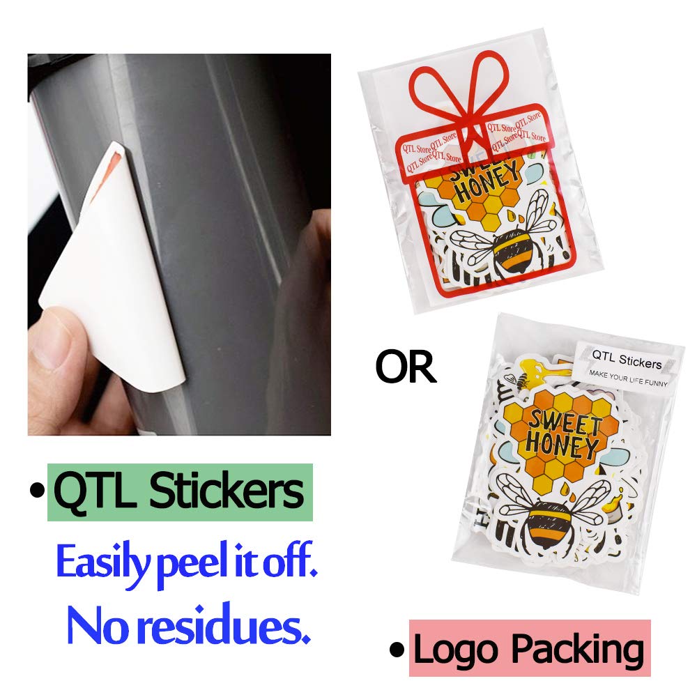 QTL 50Pcs Cute Honey Bee Stickers for Kids - Waterproof Vinyl Decals for Laptop, Water Bottle, Notebook | Fun School Supplies & DIY Crafts for Teens, Girls & Boys