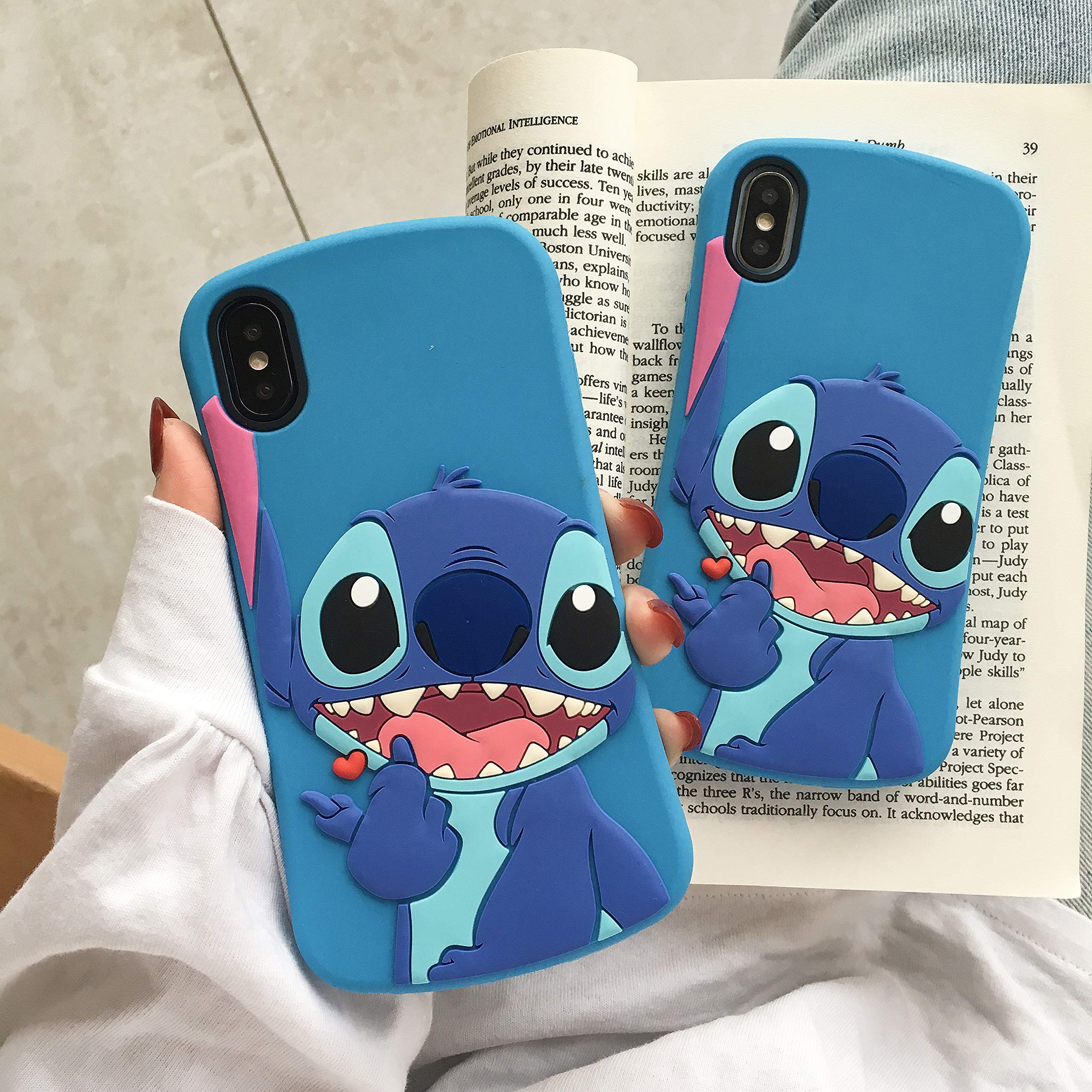 iPhone 7 Plus/iPhone 8 Plus Blue Stitch Soft Silicone Case - Slim Fit Cute Cartoon Cover for Kids Boys Girls | Protective Fashion Phone Case for School, Travel & Daily Use