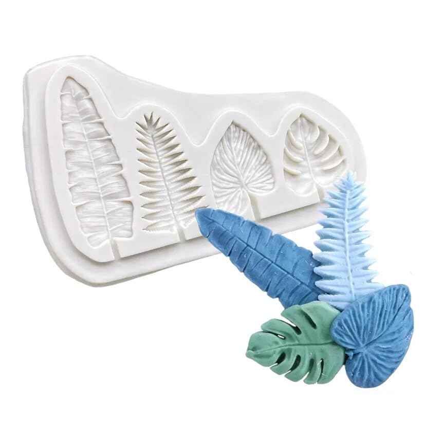 BITSKY Tropical Leaf Silicone Molds Set - Palm Leaf & Banana Leaf Chocolate Molds for Cake Decorating, Fondant, Clay & Resin Crafts - Perfect for Baking, Cupcake Toppers & DIY Sugar Crafts (Turtle Leaf Design)