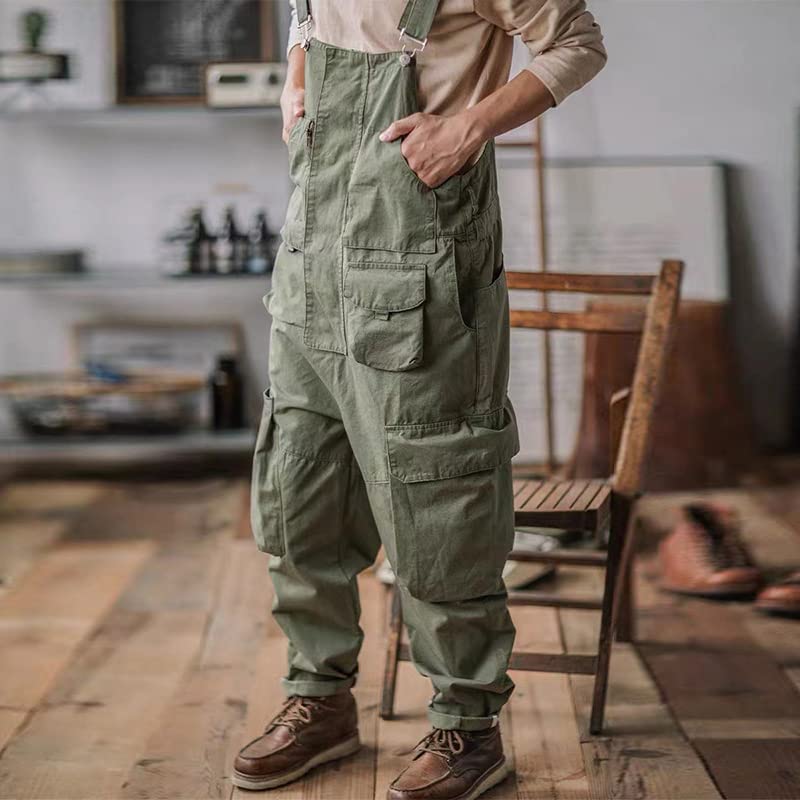 Retro American Overalls for Men - Loose Fit Bib Denim Jumpsuit with Suspenders, Four Seasons Full-Length Baggy Pants | Vintage Workwear, Casual Street Style & DIY Projects
