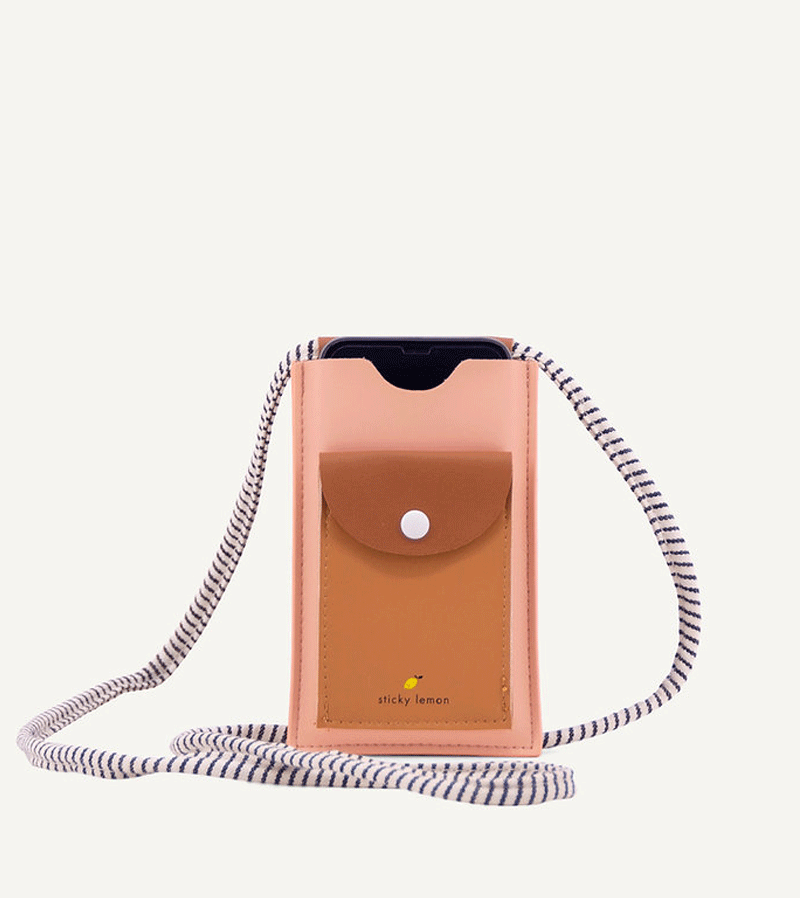 Sticky Lemon Cute Phone Pouch - Lemonade Pink, Cinnamon Brown & Apricot Colors | Trendy Crossbody Cell Phone Holder for Women | Perfect for Shopping, Travel & Everyday Use