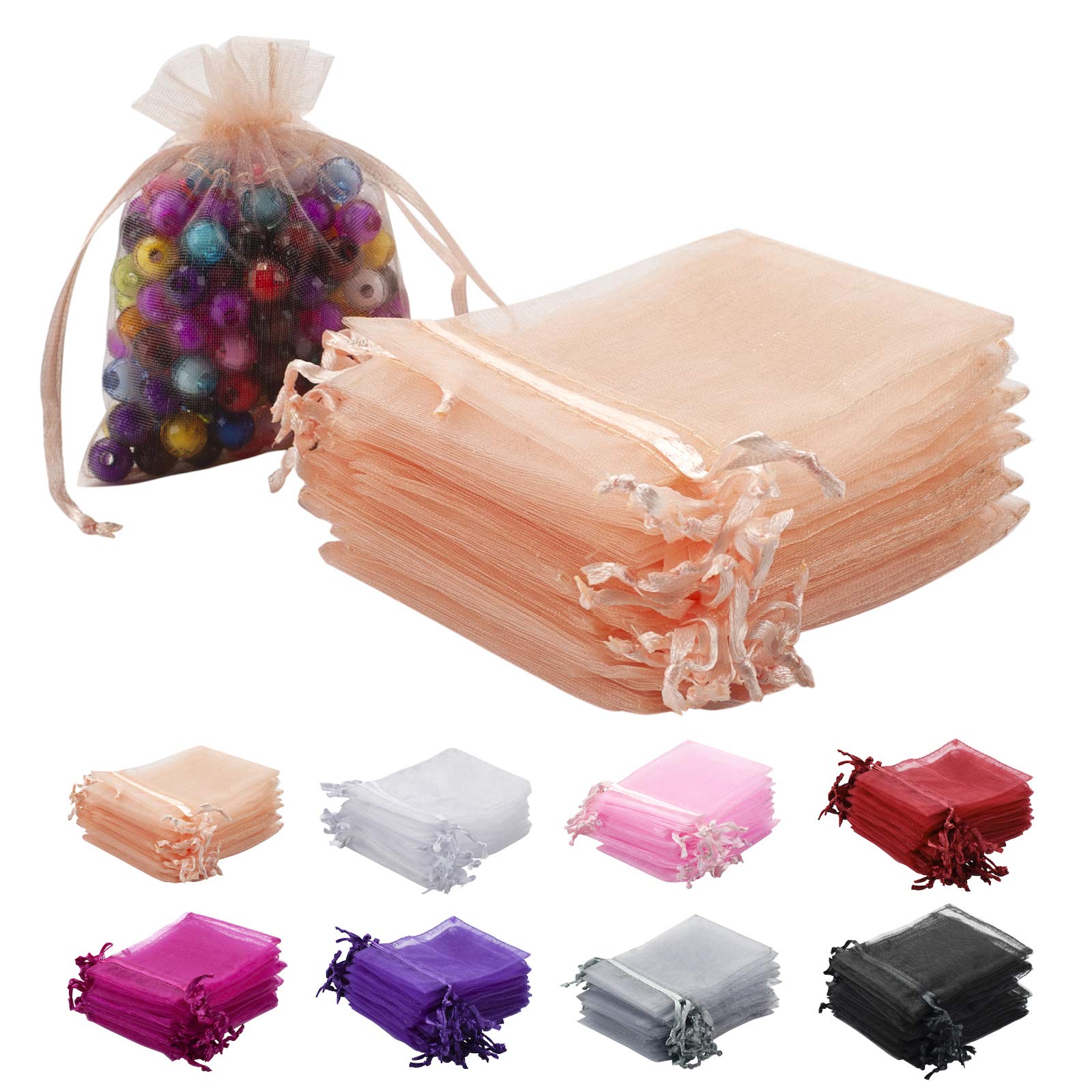 100Pcs 2x3 Inch Organza Gift Bags - Sheer Drawstring Pouches for Jewelry, Wedding Favors, Christmas Party, Mini Candy Bags | Perfect for Bridal Shower, Baby Shower, Birthday Party & DIY Crafts