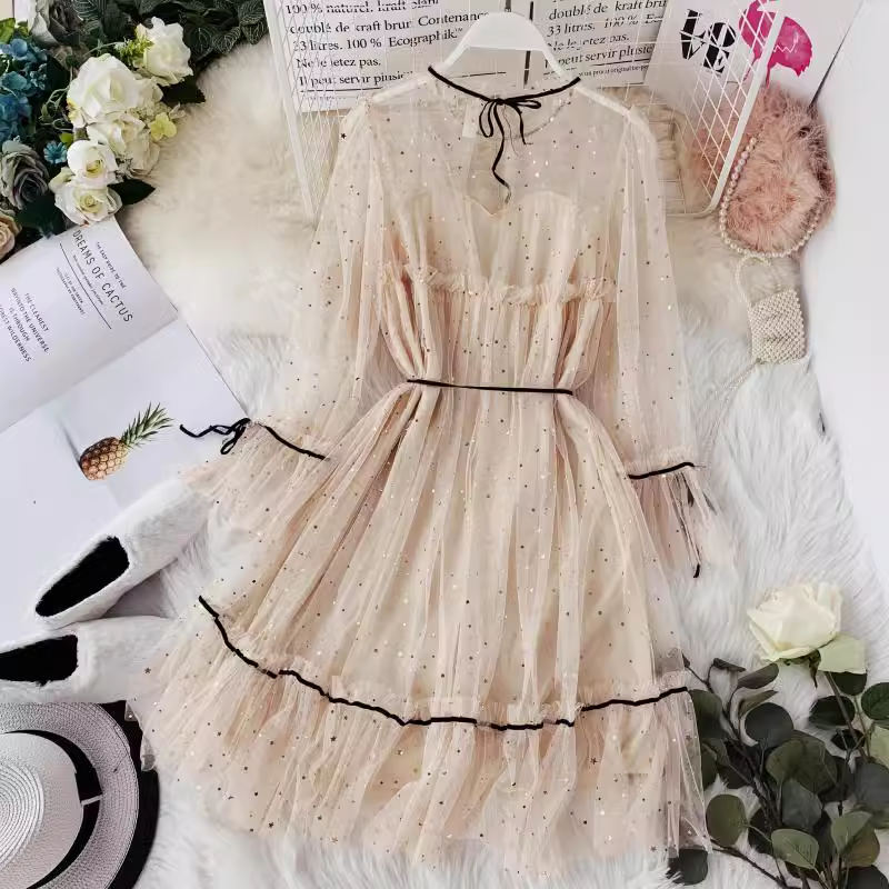 Fairy Sequined Mesh Dress for Women - Summer Sweet Cute Party Dress 1139 | Perfect for Cocktail Parties, Prom, Evening Events & Date Nights