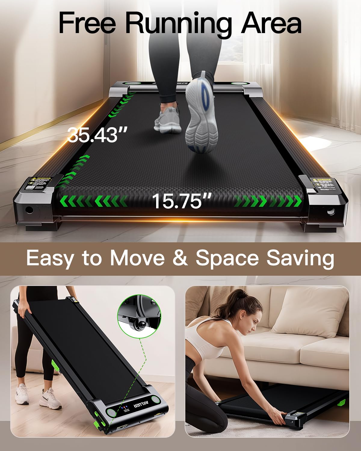 Akluer Incline Walking Pad Treadmill for Home - 2.5HP Under Desk Treadmill with Remote Control & LED Display - Compact Space-Saving Design for Home Office, Apartment Workouts & Indoor Fitness