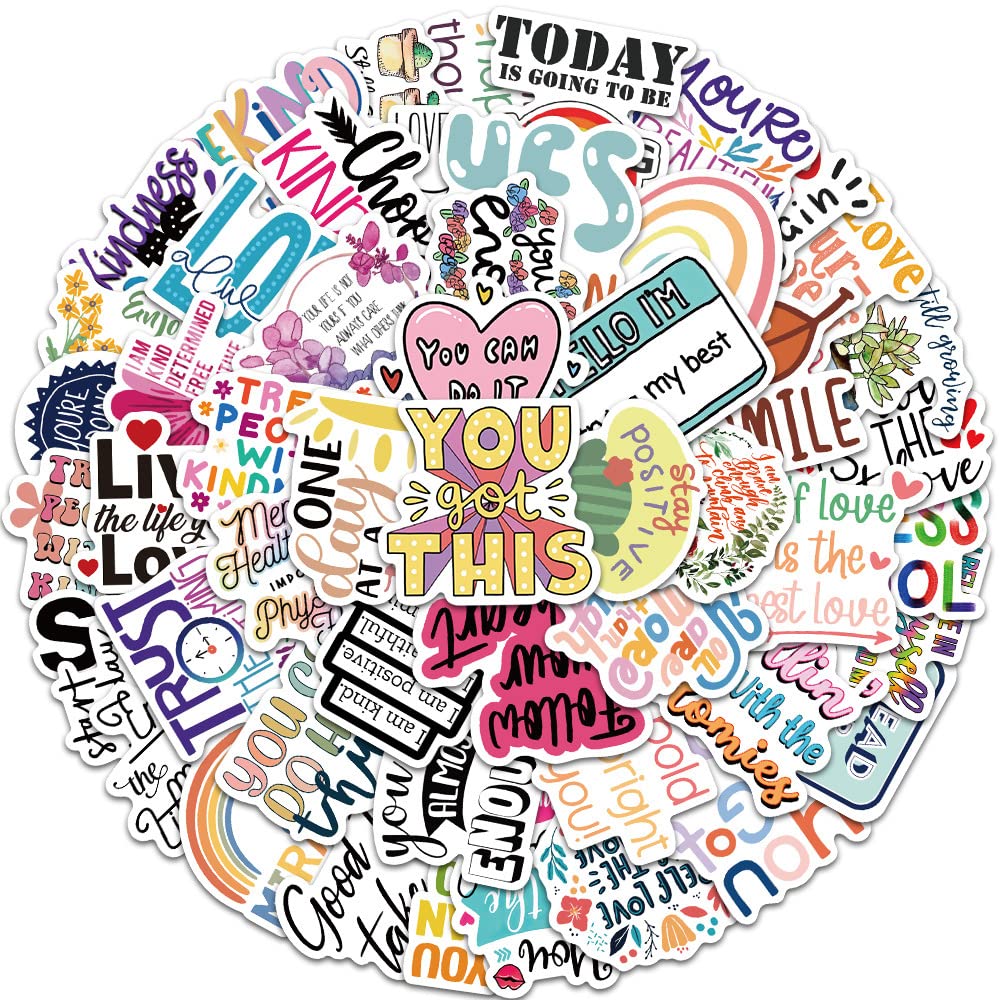 52 Pieces Motivational Stickers for Teens & Adults - Waterproof Vinyl Decals for Laptop, Water Bottle, Diary, Guitar, Scrapbook - Inspirational Quotes for Students, Office & Home Decor