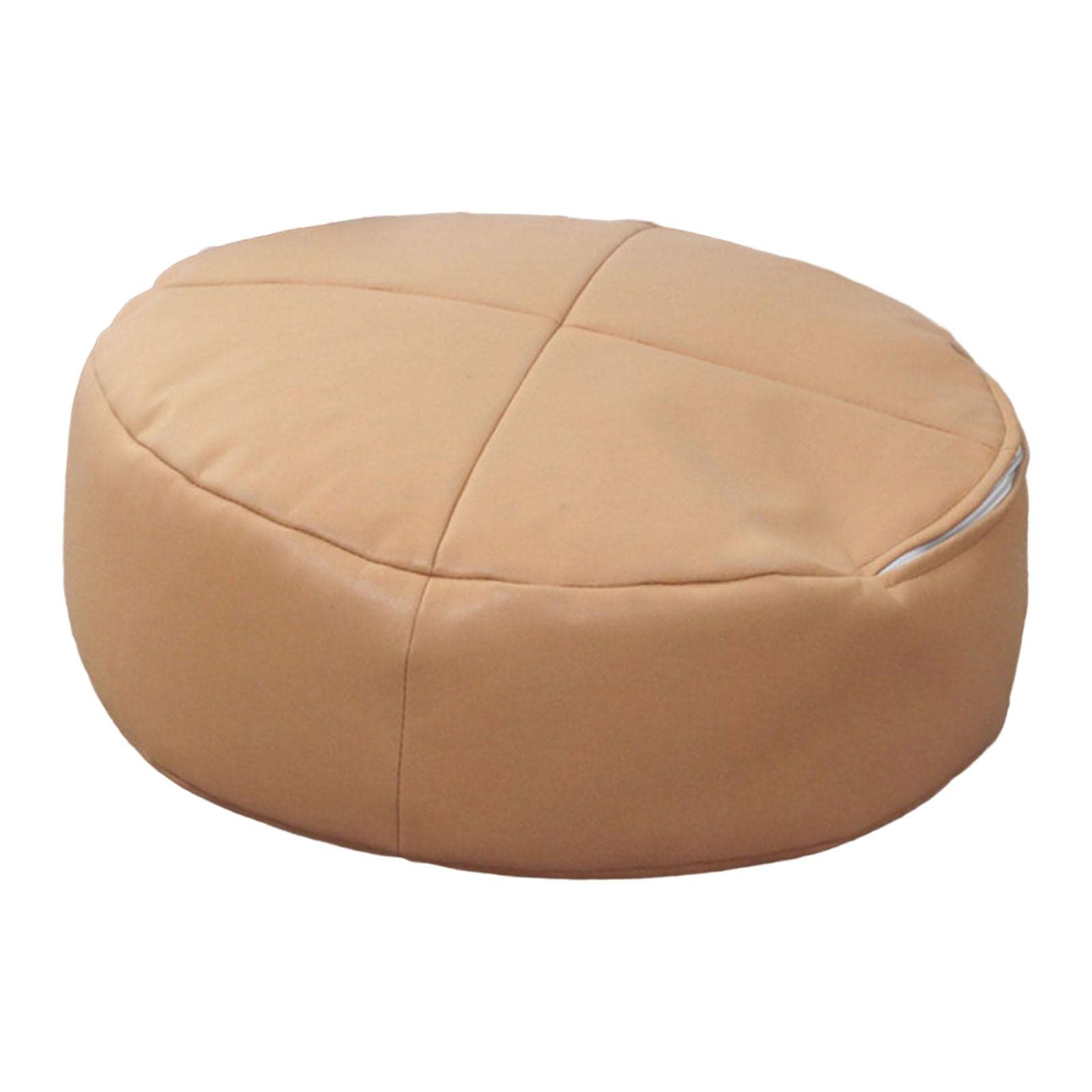 Japanese Style Round Pouf Ottoman Foot Rest with Side Handle & Zipper Closure - Thick Soft Floor Seat for Living Room, Pier, or Lazy Lounging - Perfect for Relaxing, Reading, or Extra Seating - Orange Futon