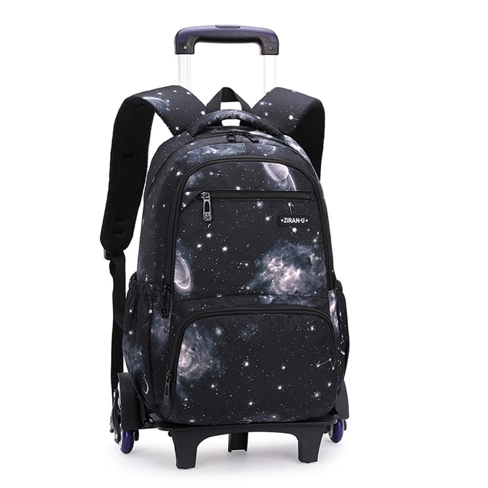 Galaxy Rolling Backpack with Wheels for Boys & Girls - Durable Wheeled School Backpack for Elementary Students - Perfect for School, Travel & Daily Commute