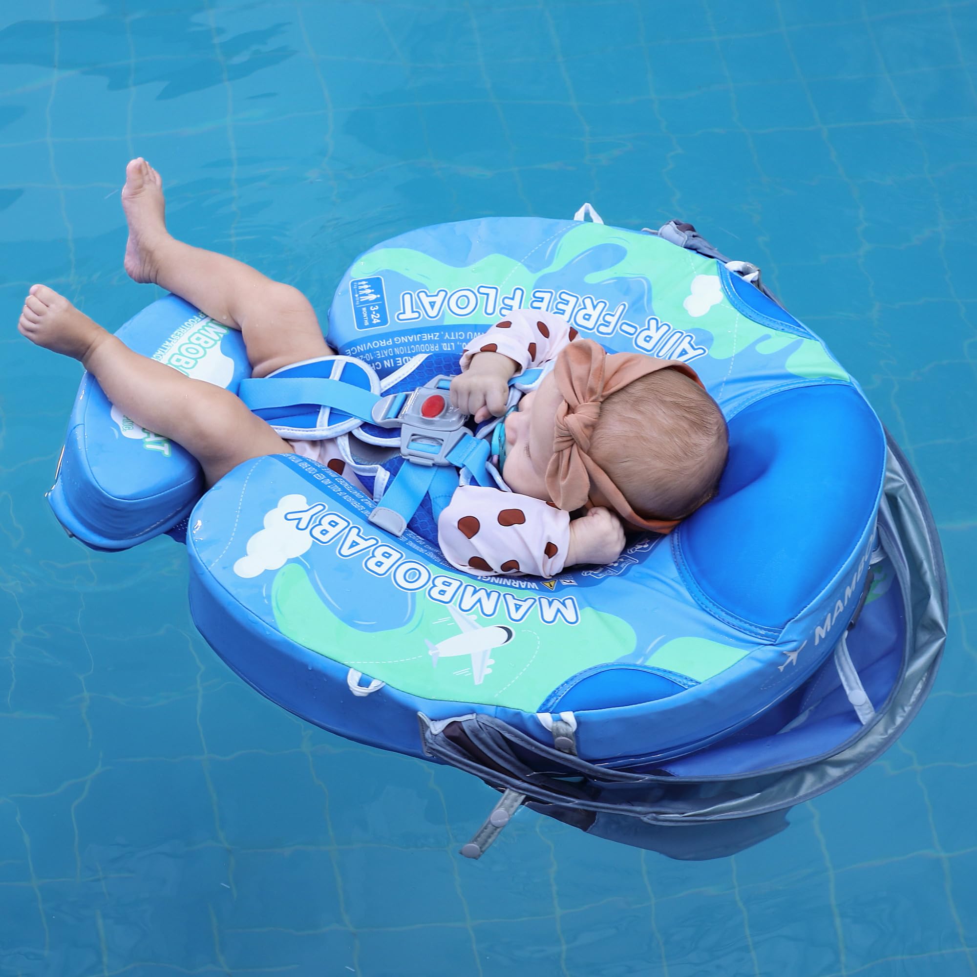 Mambobaby Baby Float with Sun Canopy & Tail - Safe Inflatable Pool Float for Toddlers & Kids - Perfect for Swimming, Beach, and Backyard Pools