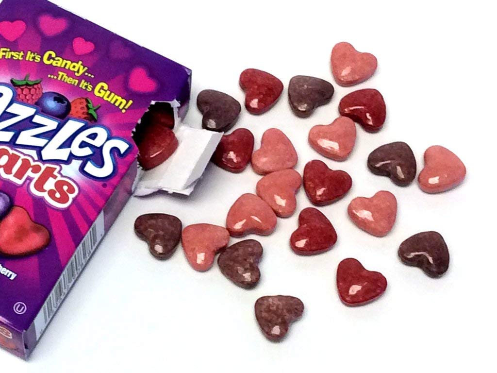 Concord Valentine Razzles Hearts Candy - 2 Ounce Box (24 Count) | Sweet Heart-Shaped Candies for Valentine's Day Gifts, Party Favors & Romantic Celebrations