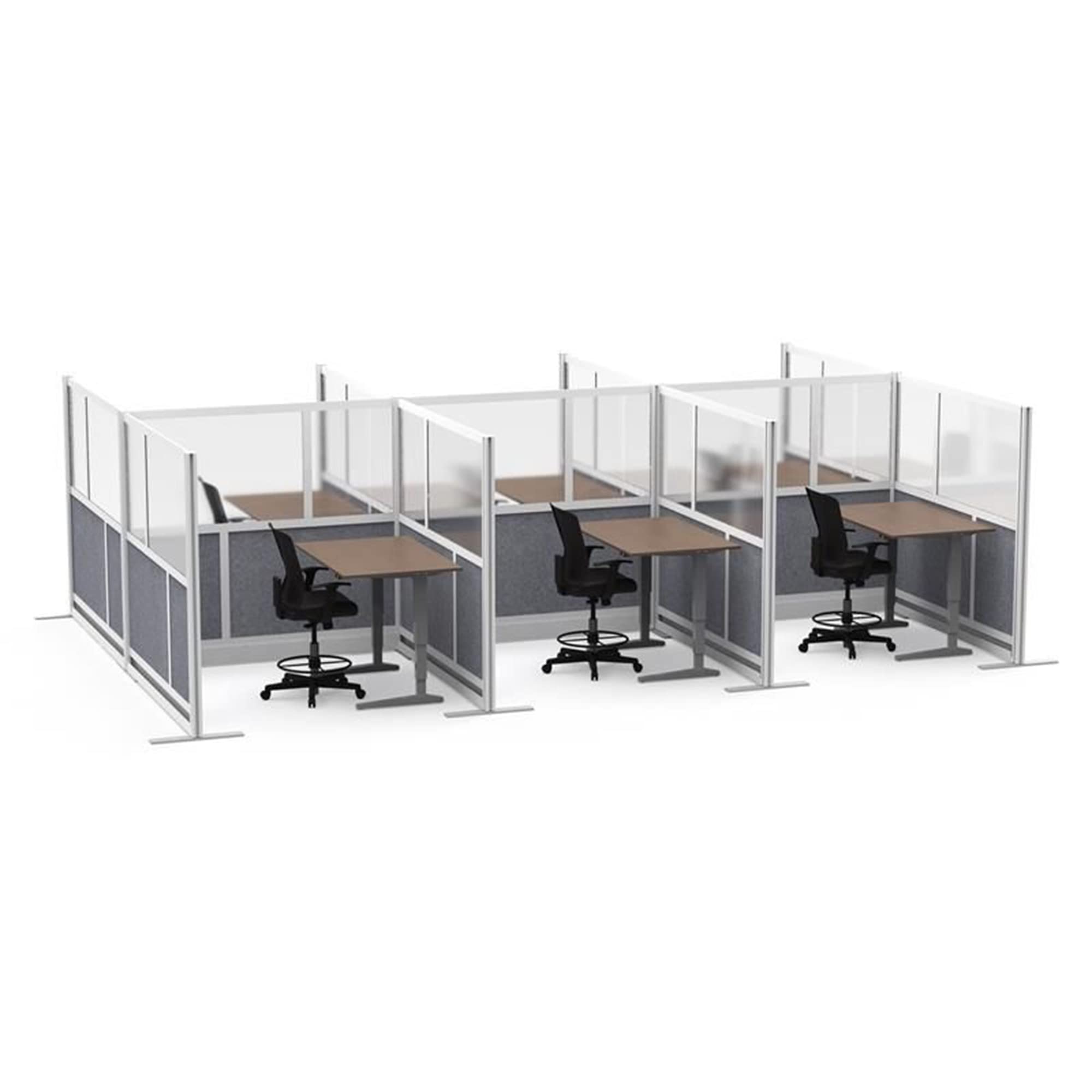 LUXOR MW-5370-FCG Modular Wall Room Divider System - Silver Frame, 53